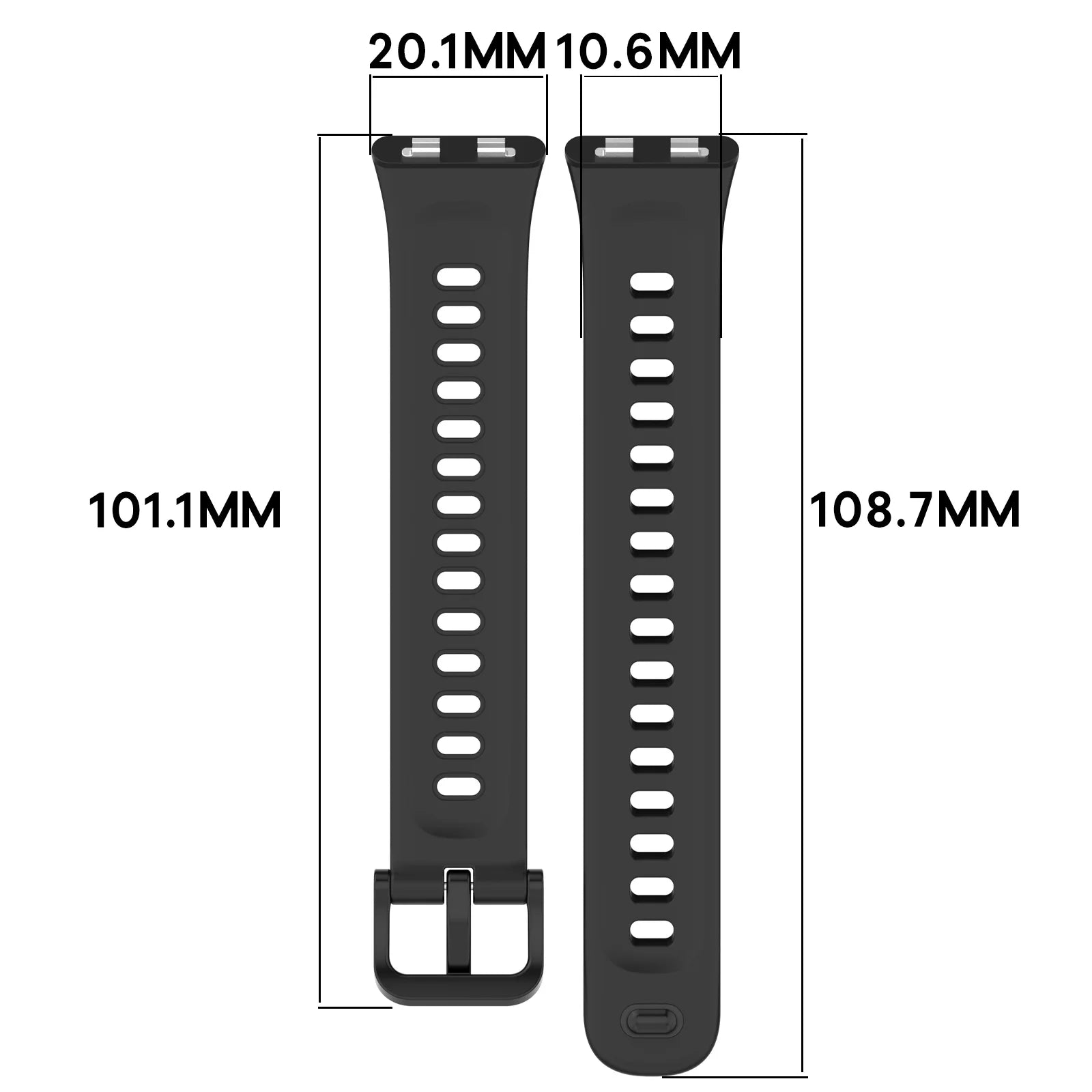 Armband für Huawei Band 11 / 11 Pro, Bizon Strap Watch Silicone, Schwarz