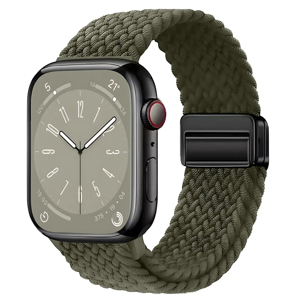 Nylon-Uhrenarmband für Apple Watch 38/40/41/42 mm, Bizon Strap Watch Trenza, Dunkelgrün (1/3)