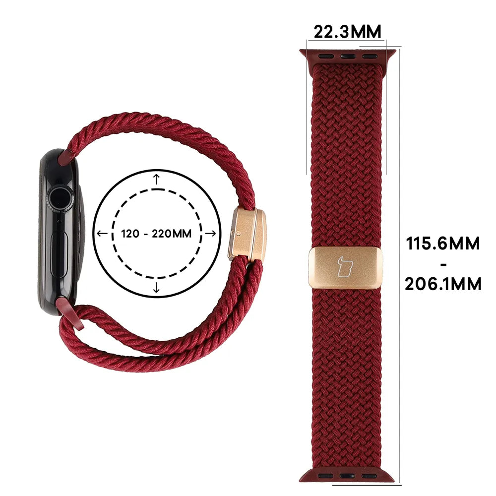 Nylon-Uhrenarmband für Apple Watch 38/40/41/42 mm, Bizon Strap Watch Trenza, Dunkelrot (2/3)