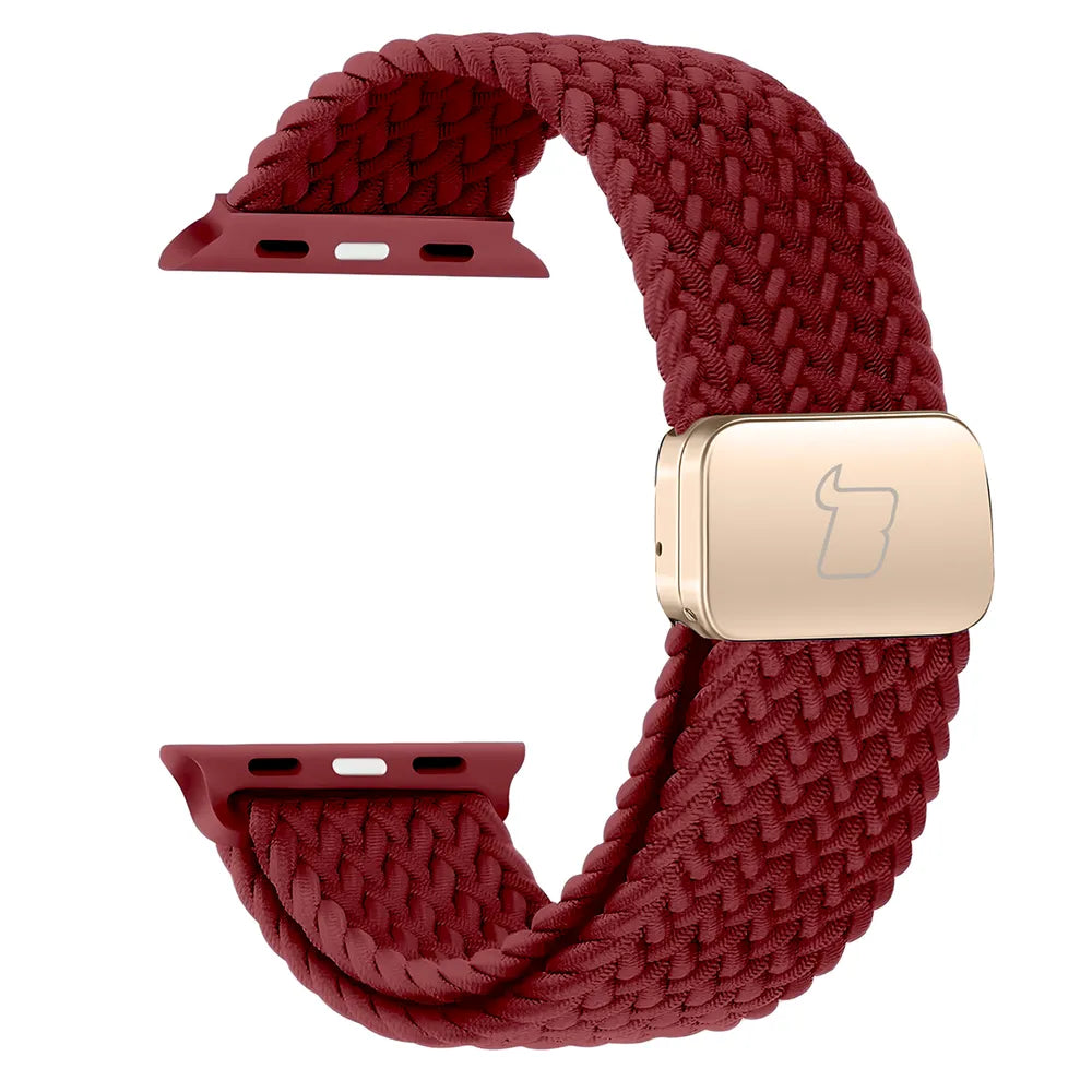 Nylon-Uhrenarmband für Apple Watch 44/45/46/49 mm, Bizon Strap Watch Trenza, Dunkelrot (3/3)
