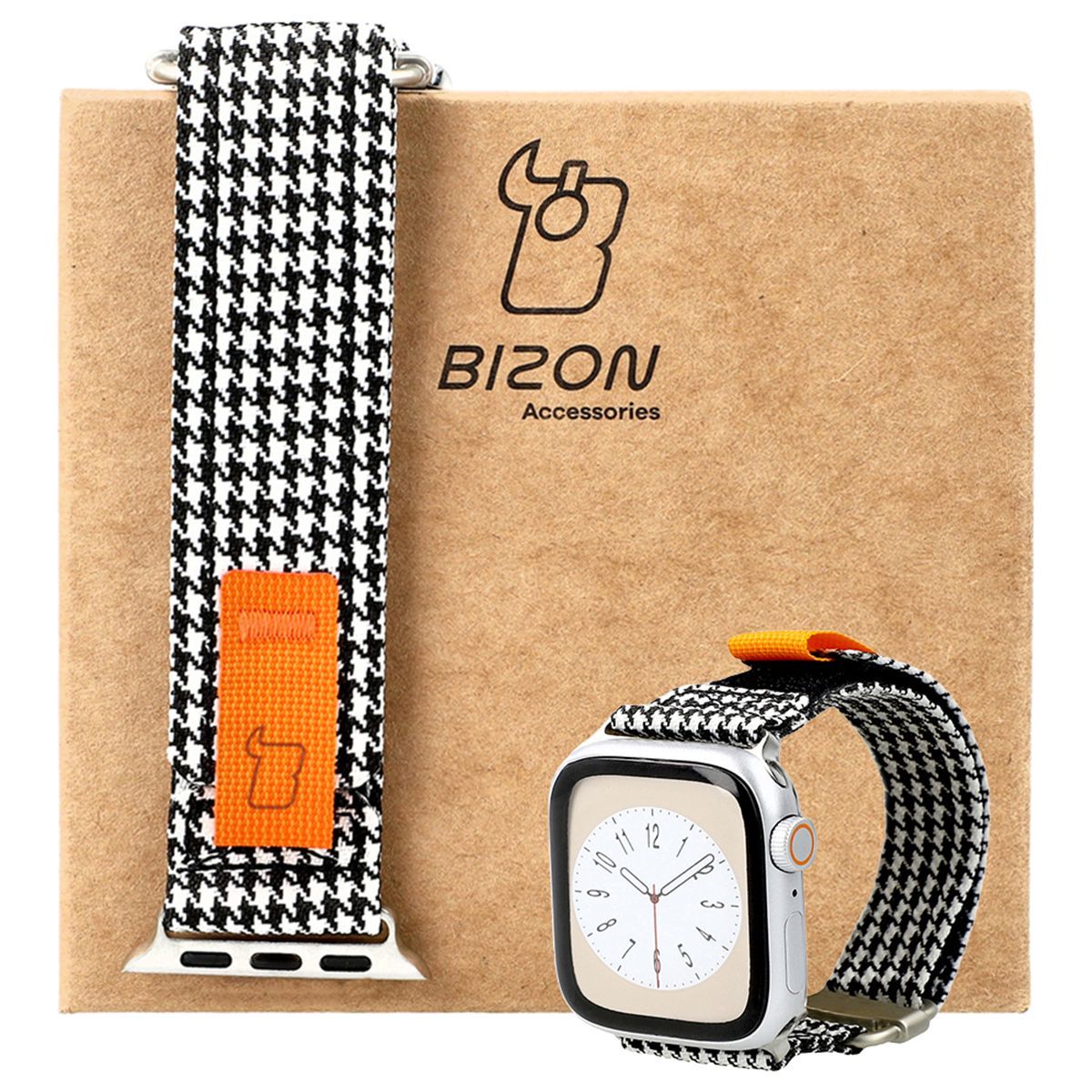 Armband für Apple Watch 38/40/41/42 mm, Bizon Strap Watch Urban, Schwarz-Weiß