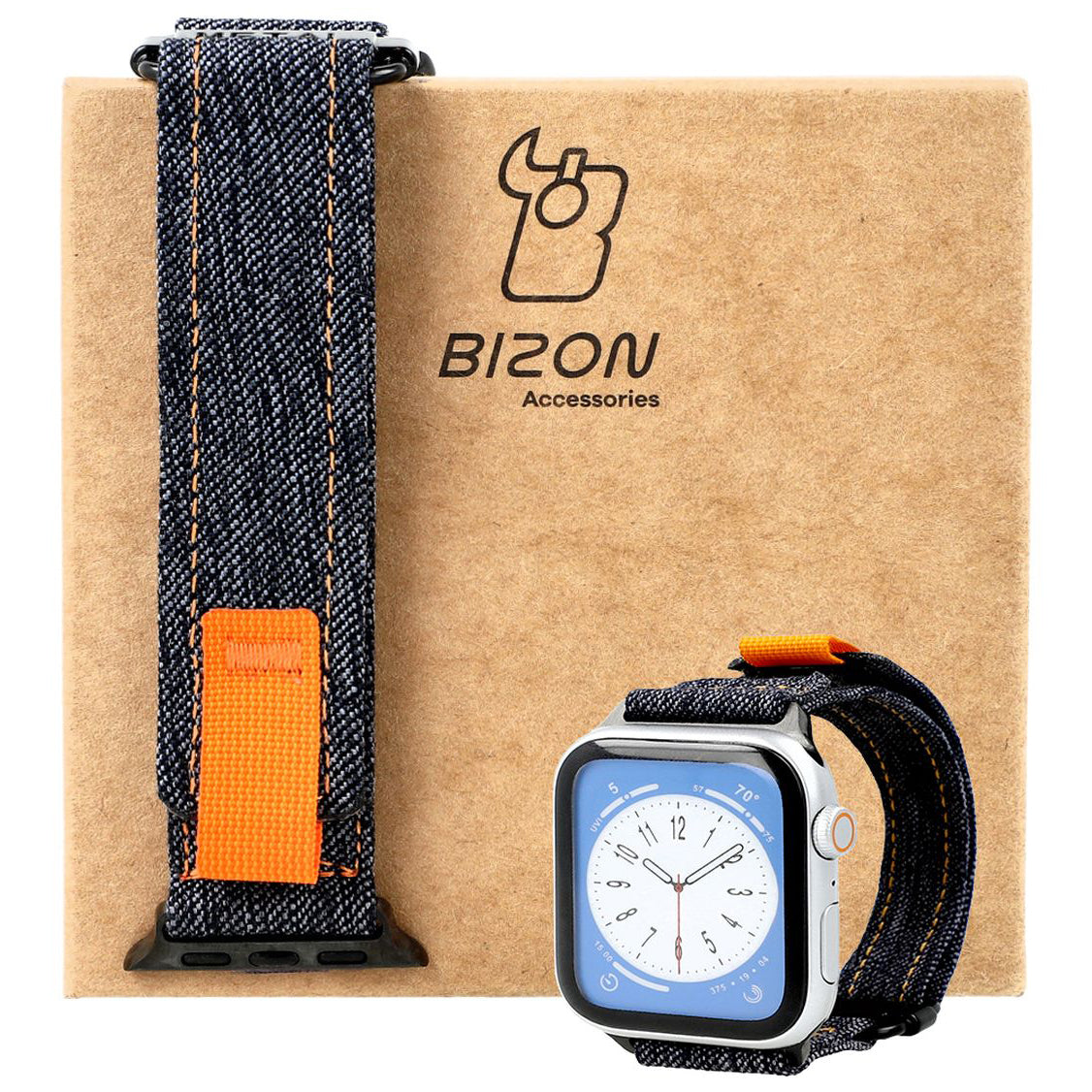 Armband für Apple Watch 44/45/46/49 mm, Bizon Strap Watch Urban, Jeans