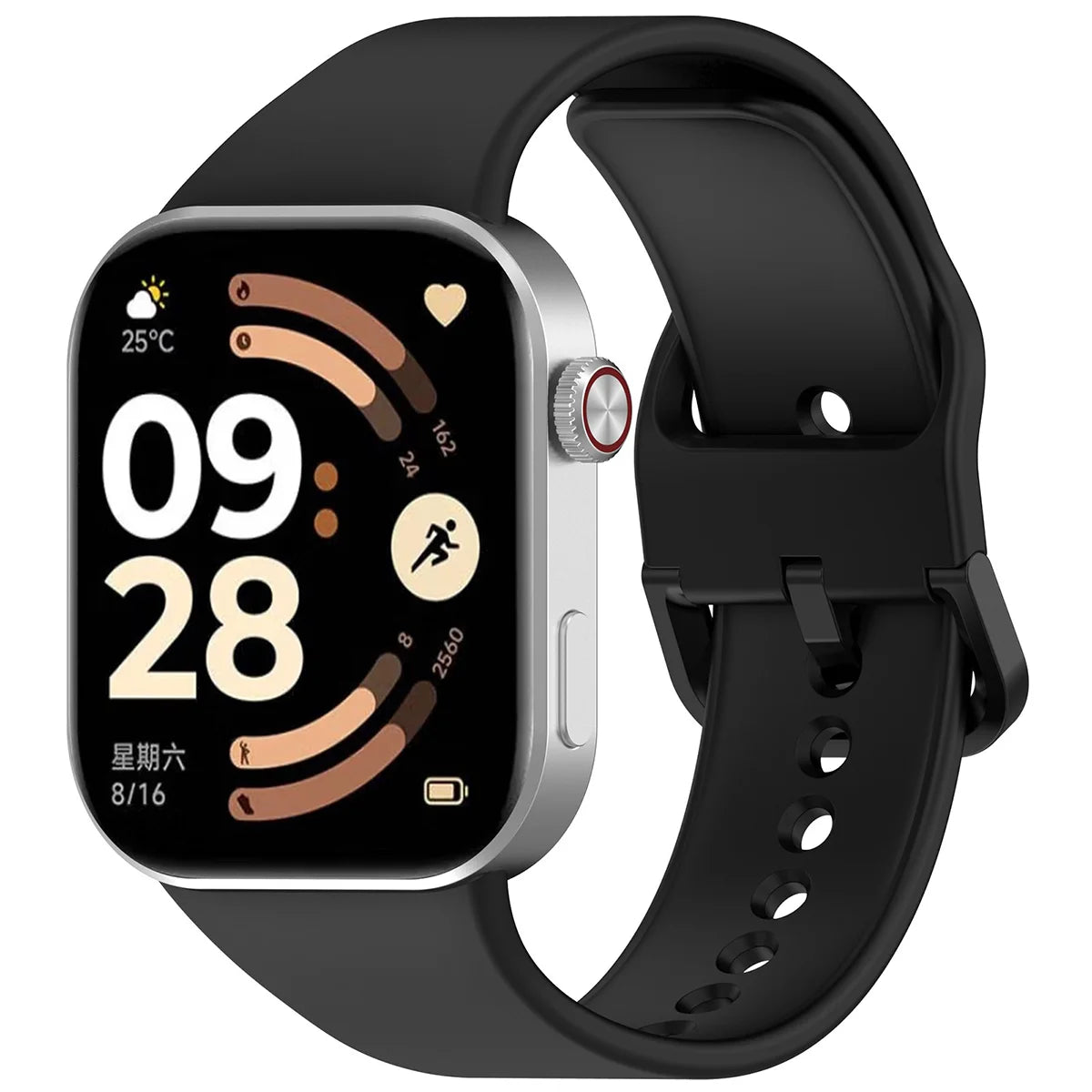 Armband für Xiaomi Redmi Watch 6 / 5 / 4 /Smart Band 10 Pro / 9 Pro / 8 Pro, Bizon Strap Watch Silicone, Schwarz