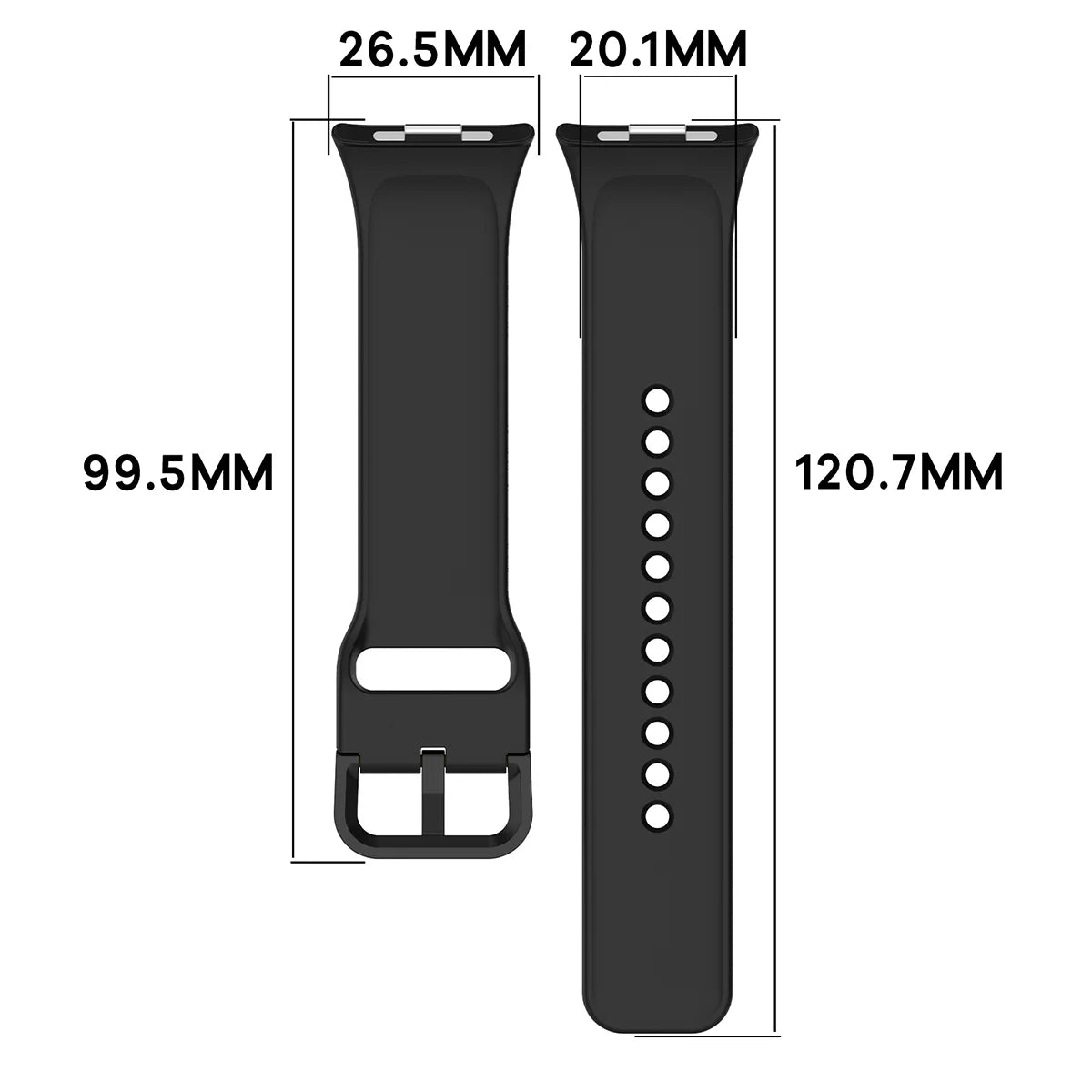 Armband für Xiaomi Redmi Watch 6 / 5 / 4 /Smart Band 10 Pro / 9 Pro / 8 Pro, Bizon Strap Watch Silicone, Schwarz
