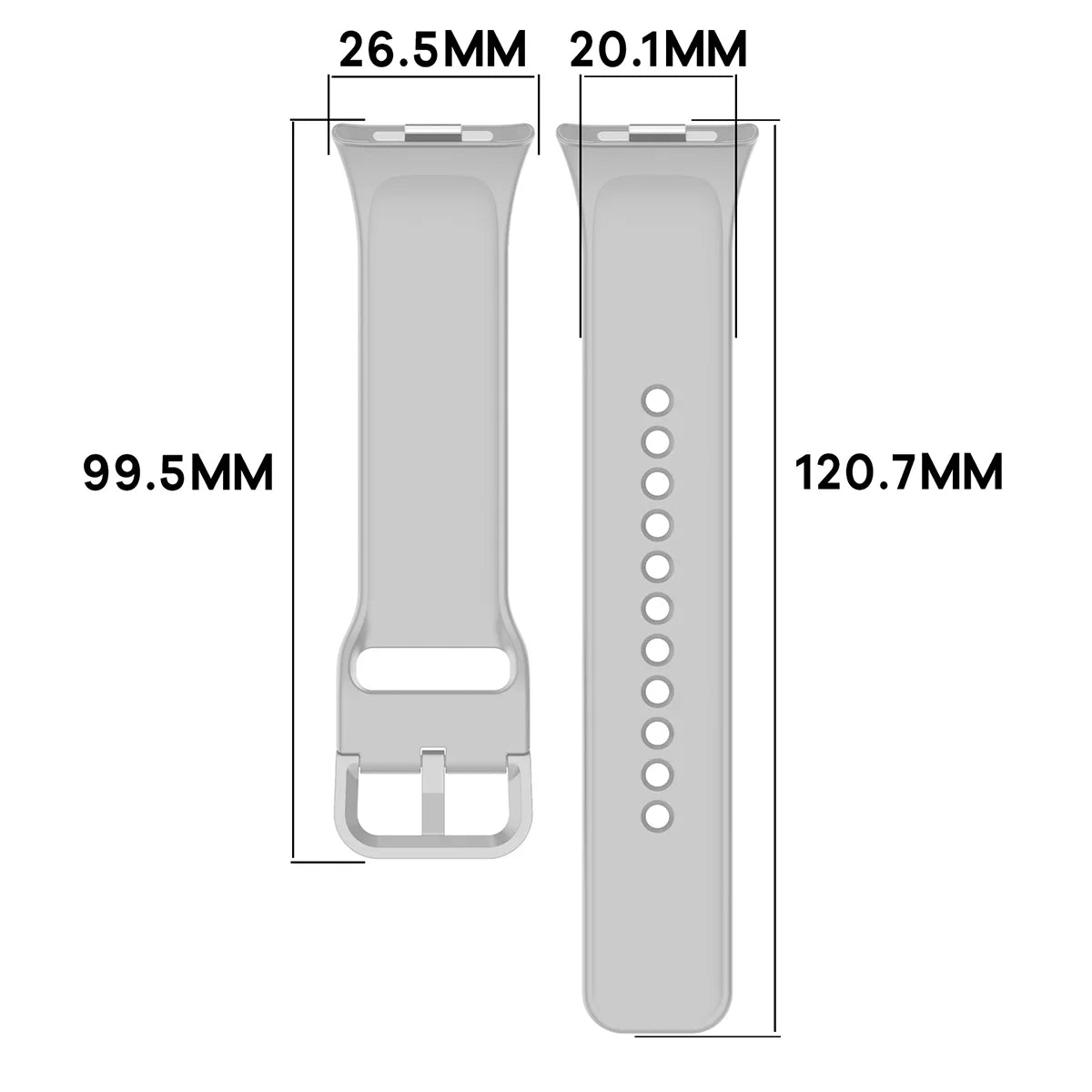 Armband für Xiaomi Redmi Watch 6 / 5 / 4 /Smart Band 10 Pro / 9 Pro / 8 Pro, Bizon Strap Watch Silicone, Hellgrau