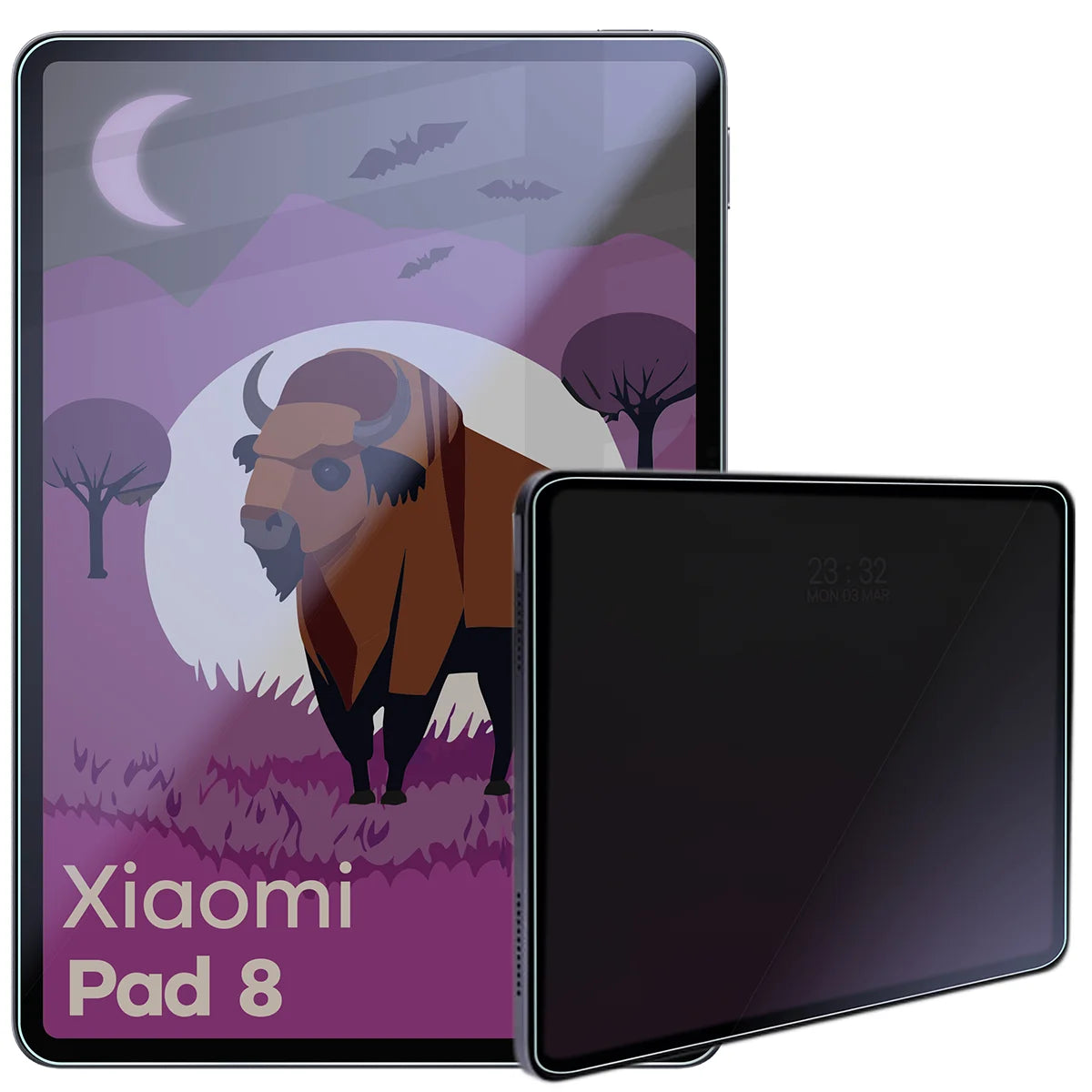 Hybridglas mit Privatschutzfilter für Xiaomi Pad 8, Bizon Tab Hybrid Shadow, Matt