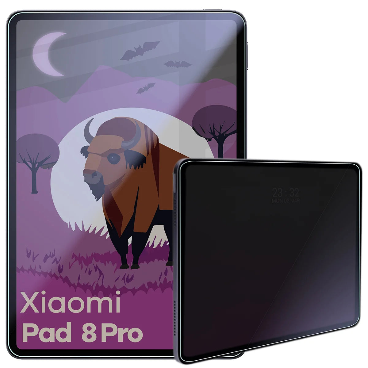 Hybridglas mit Privatschutzfilter für Xiaomi Pad 8 Pro, Bizon Tab Hybrid Shadow, Matt
