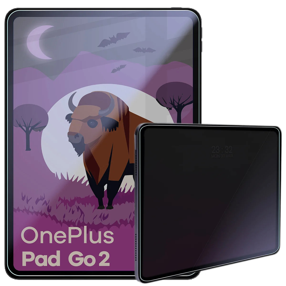 Hybridglas mit Privatschutzfilter für OnePlus Pad Go 2, Bizon Tab Hybrid Shadow, Matt