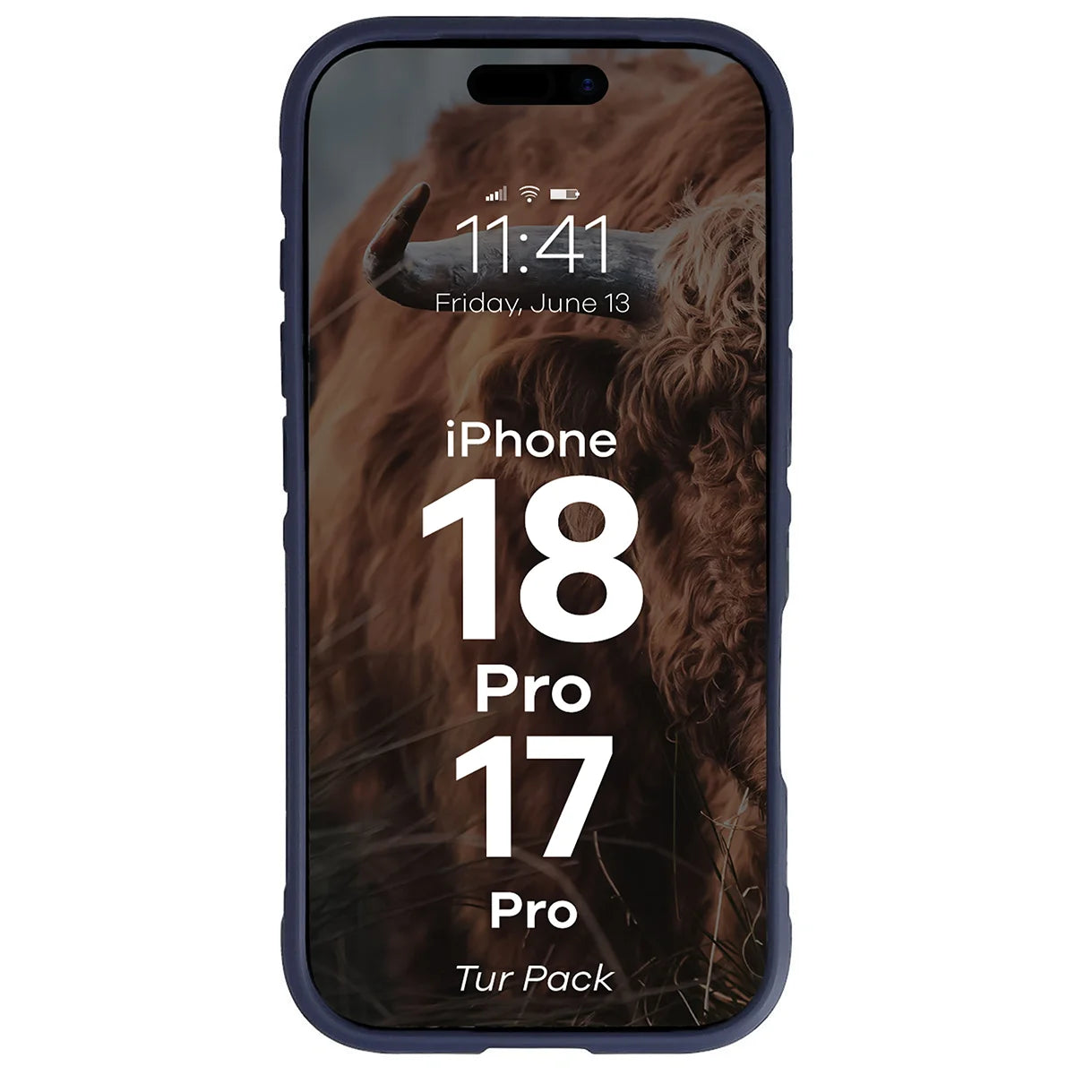 Robuste Handyhülle + gehärtetem Glas für iPhone 17 Pro, Bizon Tur Pack, Dunkelblau