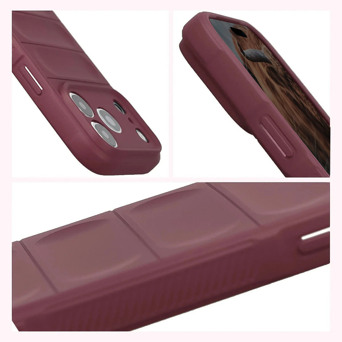 Robuste Handyhülle + gehärtetem Glas für iPhone 17 Pro, Bizon Tur Pack, Burgunderrot