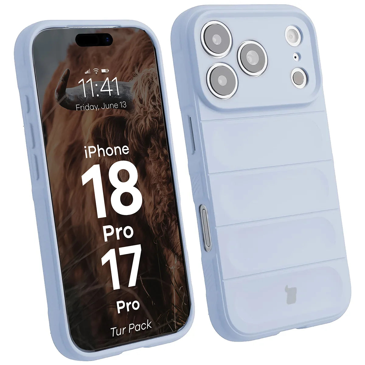 Robuste Handyhülle + gehärtetem Glas für iPhone 17 Pro, Bizon Tur Pack, Hellblau
