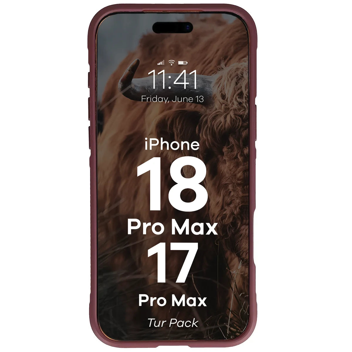 Robuste Handyhülle + gehärtetem Glas für iPhone 18 Pro Max / 17 Pro Max, Bizon Tur Pack, Burgunderrot