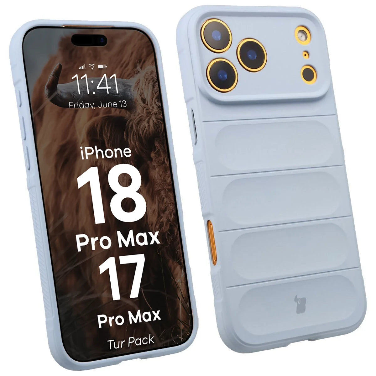 Robuste Handyhülle + gehärtetem Glas für iPhone 18 Pro Max / 17 Pro Max, Bizon Tur Pack, Hellblau