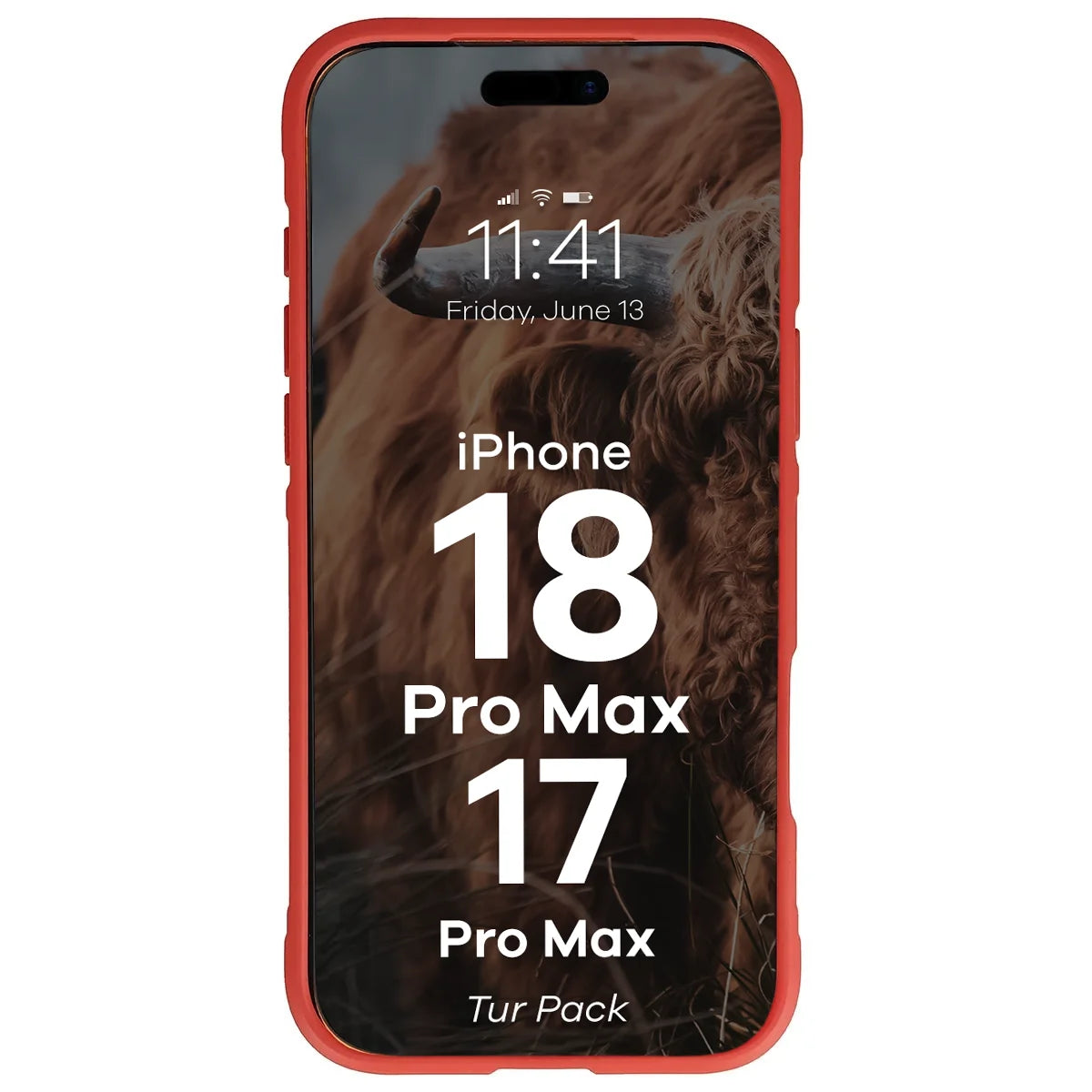 Robuste Handyhülle + gehärtetem Glas für iPhone 18 Pro Max / 17 Pro Max, Bizon Tur Pack, Rot
