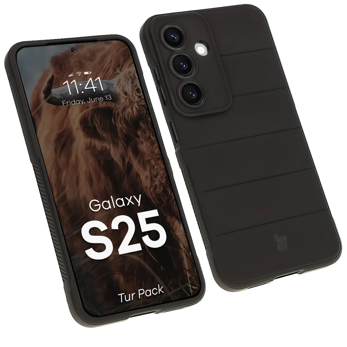 Robuste Handyhülle + gehärtetem Glas für Galaxy S25, Bizon Tur Pack, Schwarz (3/10)