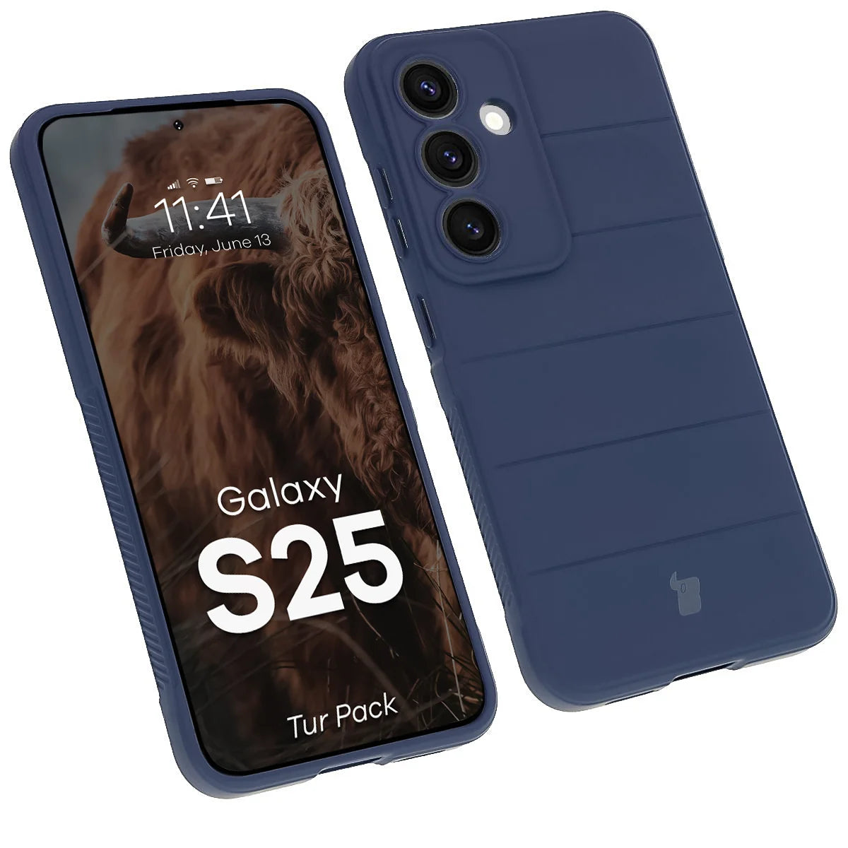 Robuste Handyhülle + gehärtetem Glas für Galaxy S25, Bizon Tur Pack, Dunkelblau (3/10)