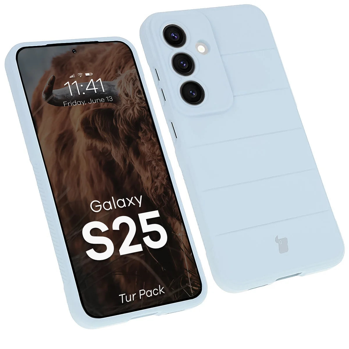 Robuste Handyhülle + gehärtetem Glas für Galaxy S25, Bizon Tur Pack, Hellblau (3/10)
