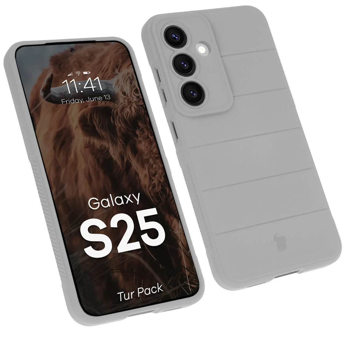 Robuste Handyhülle + gehärtetem Glas für Galaxy S25, Bizon Tur Pack, Hellgrau (3/10)