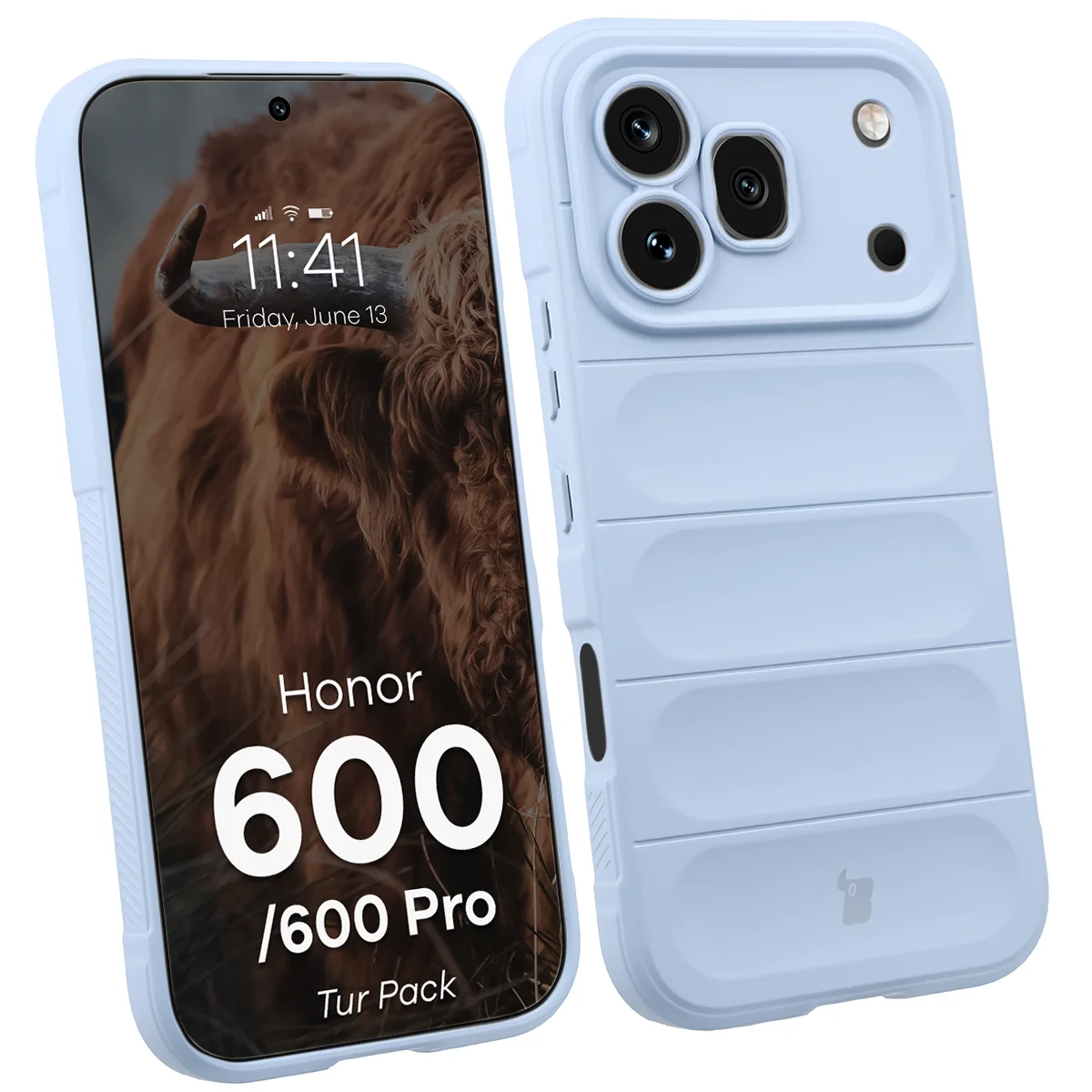Robuste Handyhülle + gehärtetem Glas für Honor 600 5G / 600 Pro 5G, Bizon Tur Pack, Hellblau