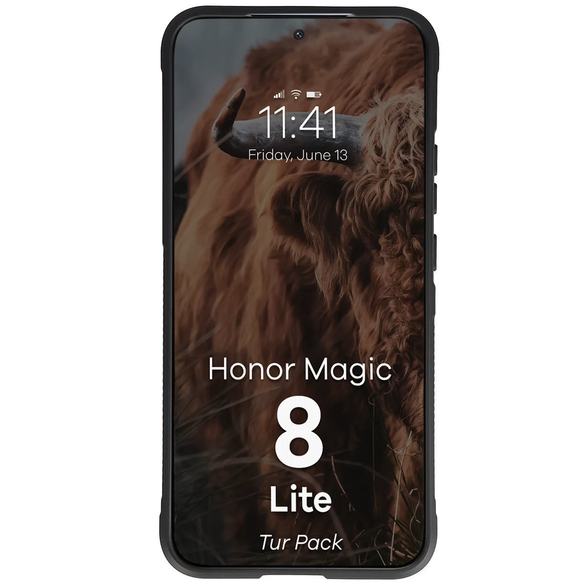 Robuste Handyhülle + gehärtetem Glas für Honor Magic8 Lite, Bizon Tur Pack, Schwarz