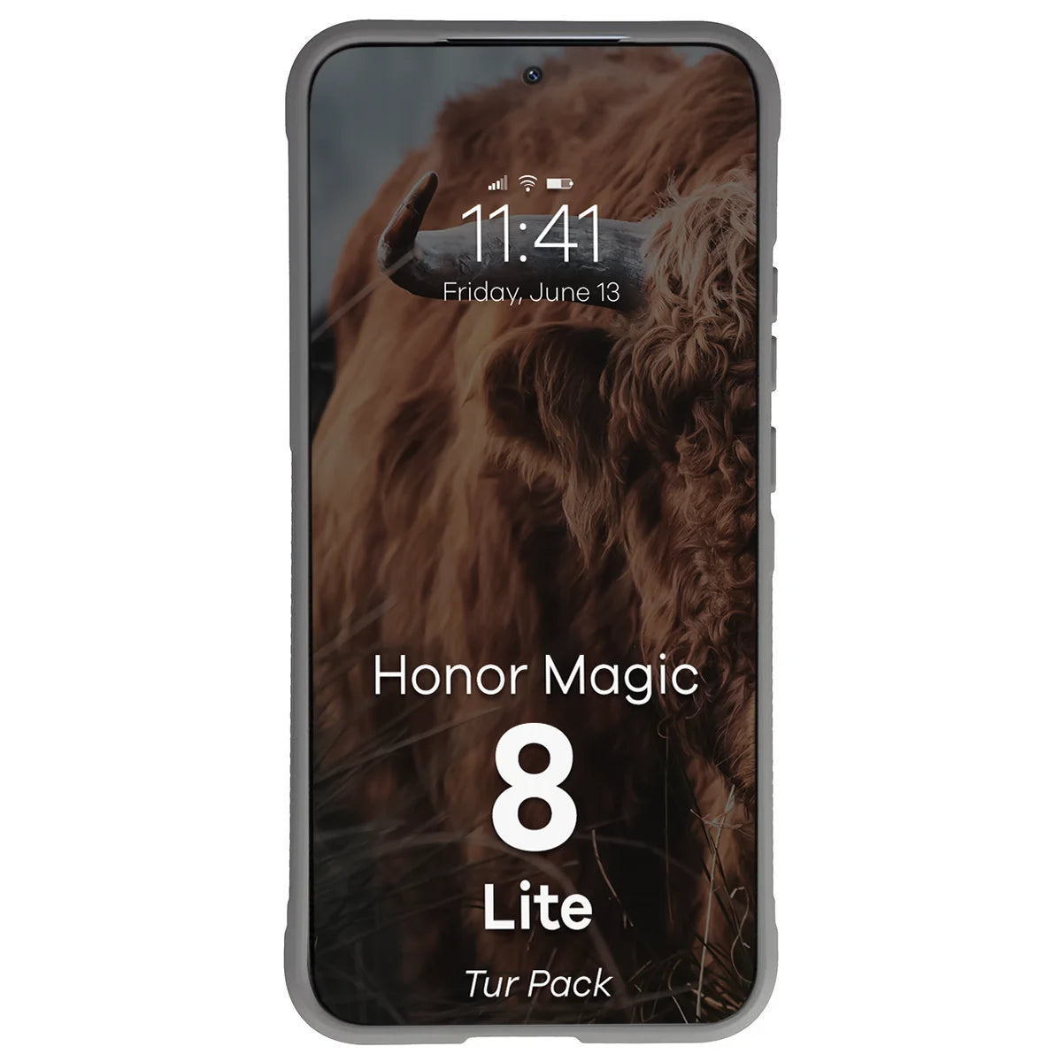 Robuste Handyhülle + gehärtetem Glas für Honor Magic8 Lite, Bizon Tur Pack, Hellgrau