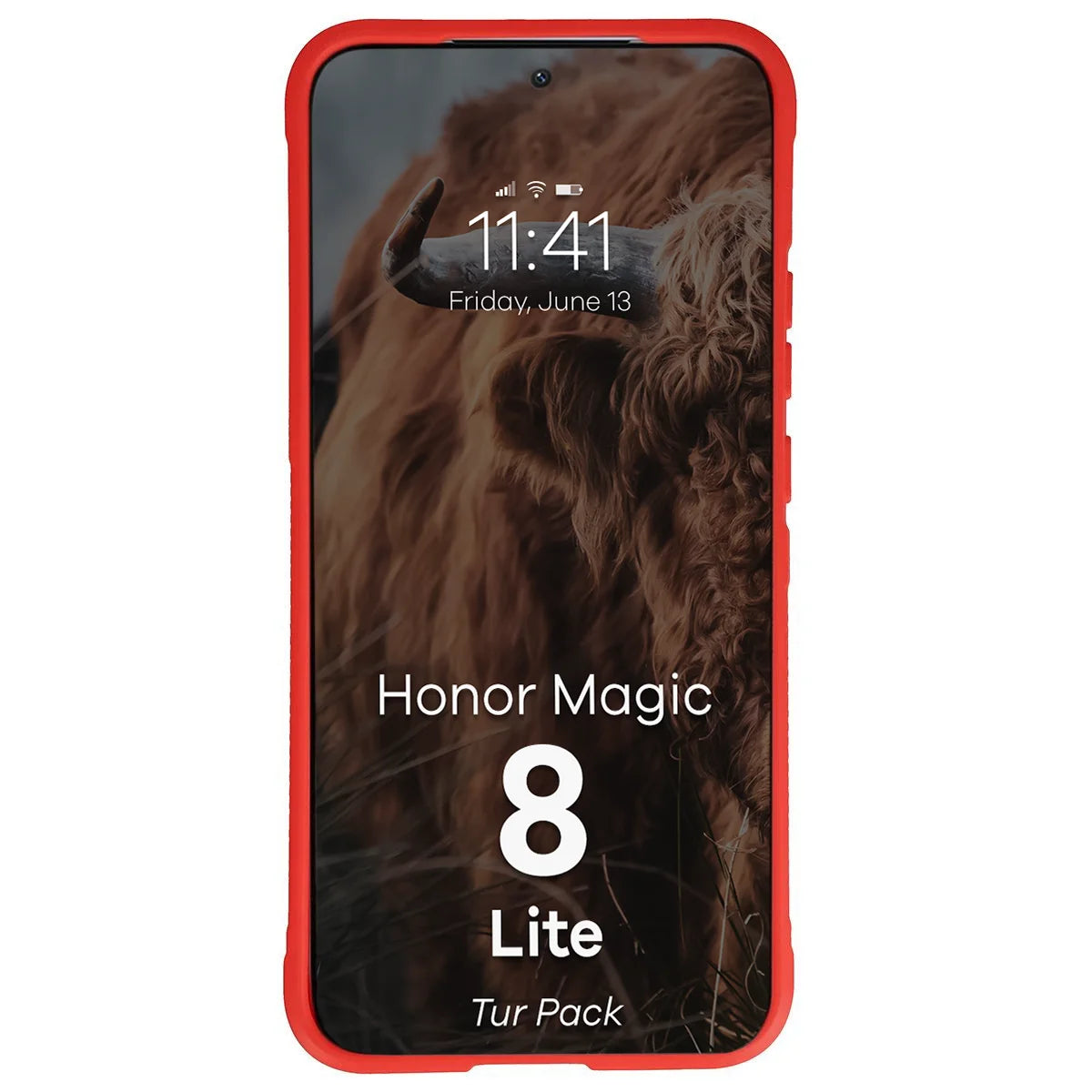 Robuste Handyhülle + gehärtetem Glas für Honor Magic8 Lite, Bizon Tur Pack, Rot