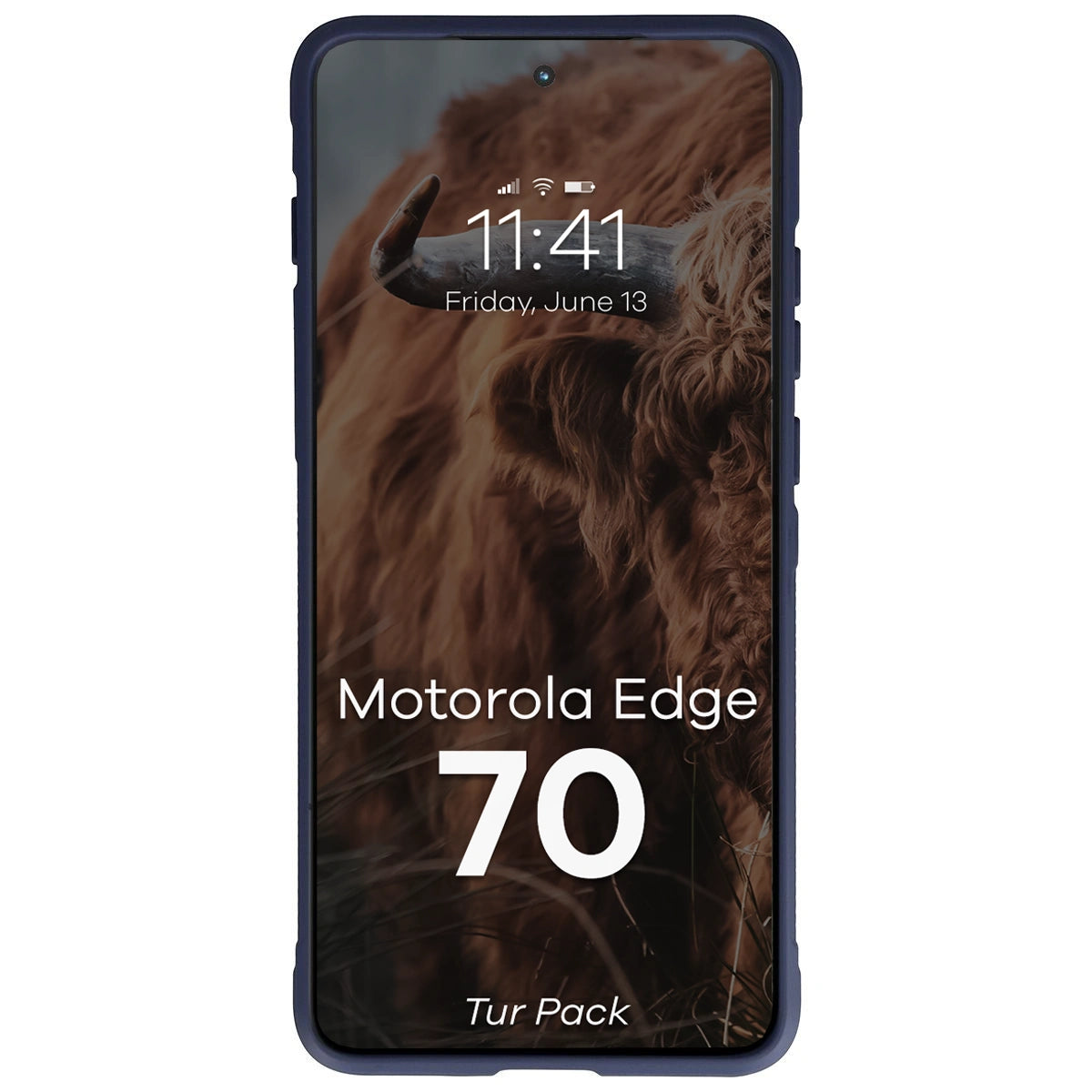 Robuste Handyhülle + gehärtetem Glas für Motorola Edge 70, Bizon Tur Pack, Dunkelblau
