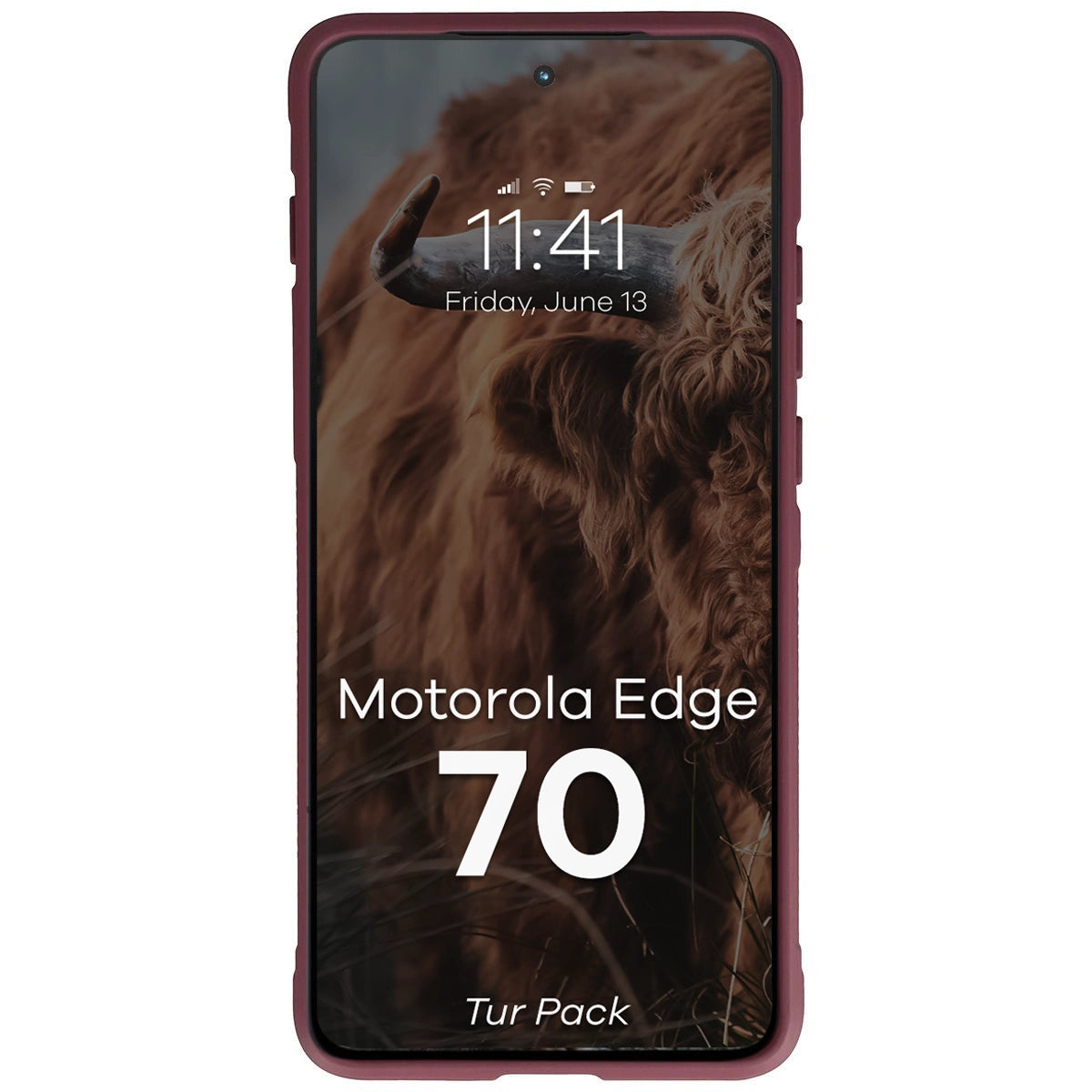 Robuste Handyhülle + gehärtetem Glas für Motorola Edge 70, Bizon Tur Pack, Burgunderrot