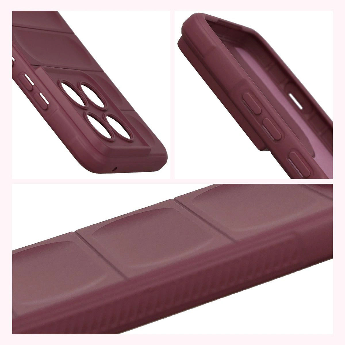 Robuste Handyhülle + gehärtetem Glas für Motorola Edge 70, Bizon Tur Pack, Burgunderrot