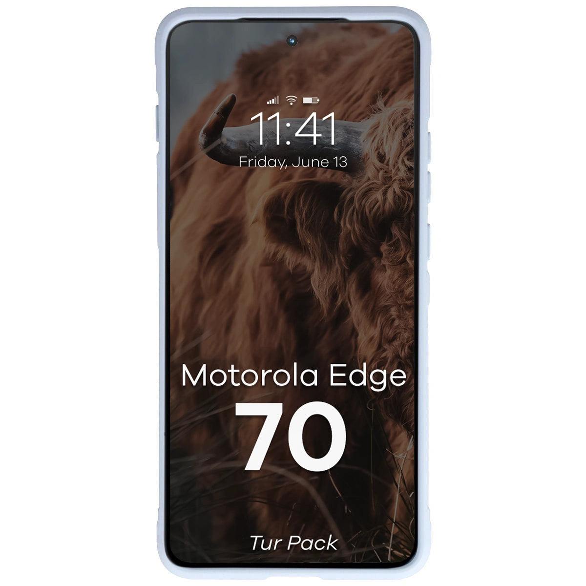 Robuste Handyhülle + gehärtetem Glas für Motorola Edge 70, Bizon Tur Pack, Hellblau