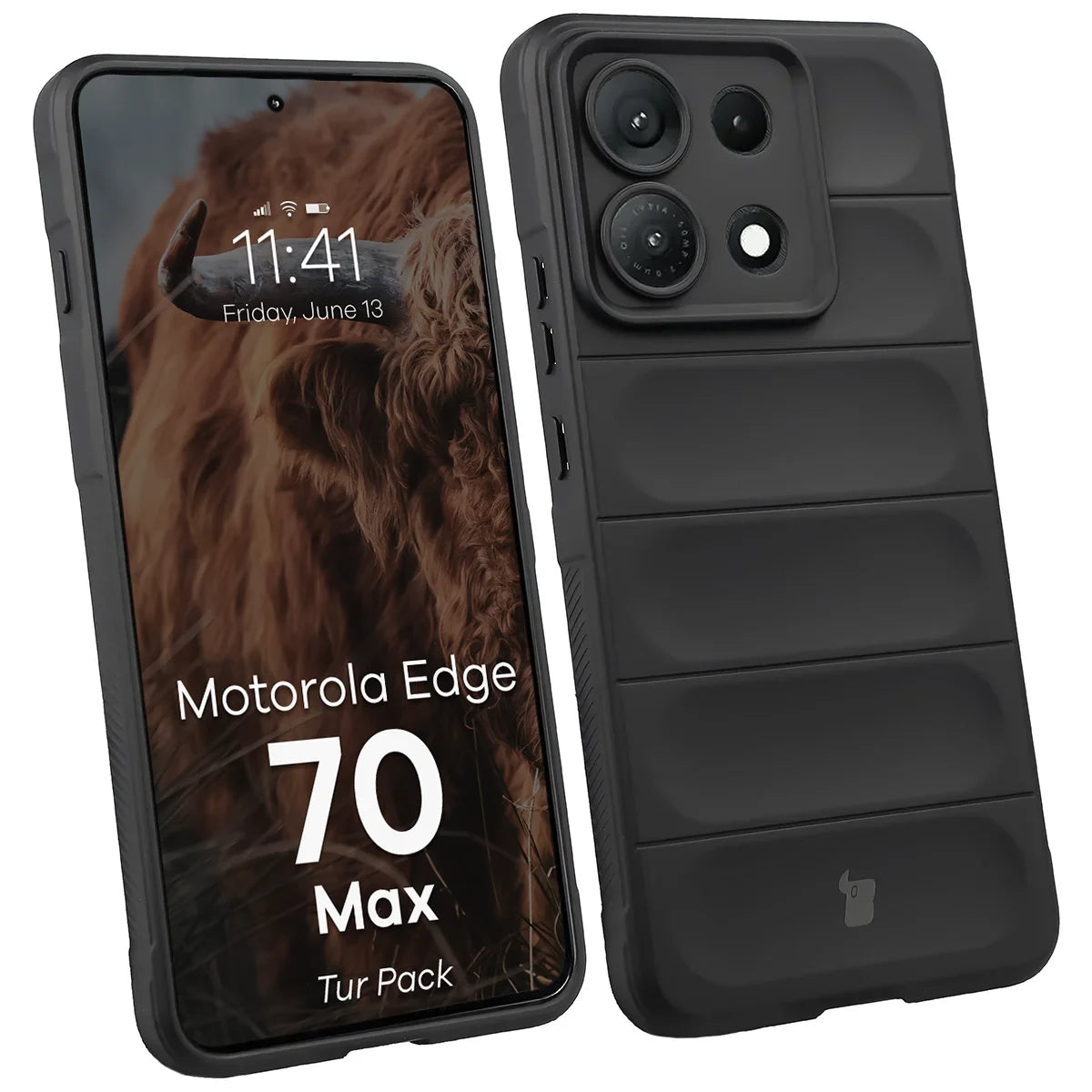 Robuste Handyhülle + gehärtetem Glas für Motorola Edge 70 Max, Bizon Tur Pack, Schwarz (3/10)