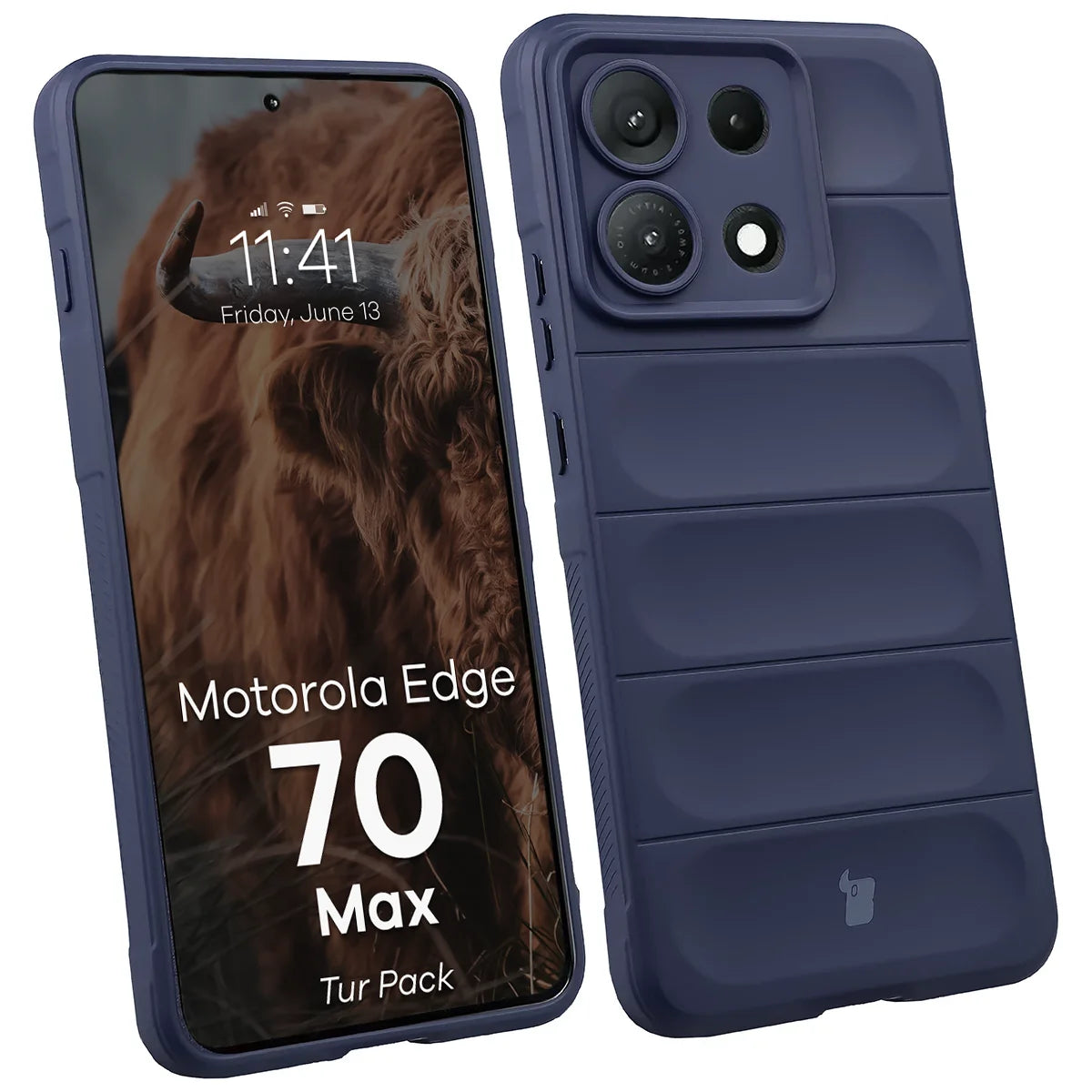 Robuste Handyhülle + gehärtetem Glas für Motorola Edge 70 Max, Bizon Tur Pack, Dunkelblau (3/10)