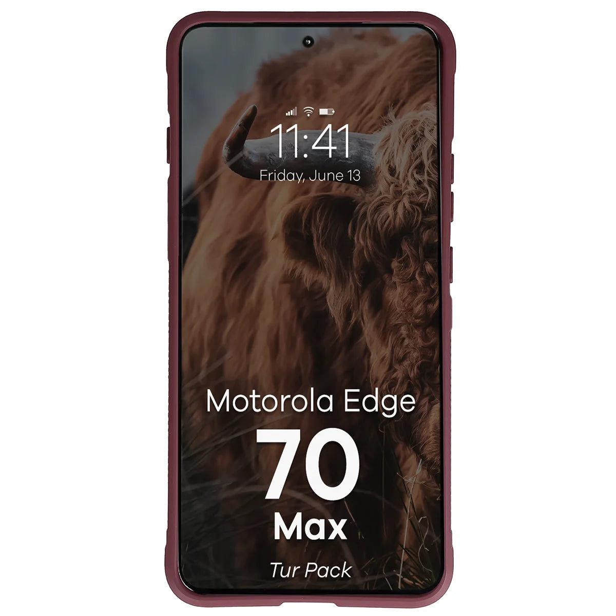 Robuste Handyhülle + gehärtetem Glas für Motorola Edge 70 Max, Bizon Tur Pack, Burgunderrot (6/10)
