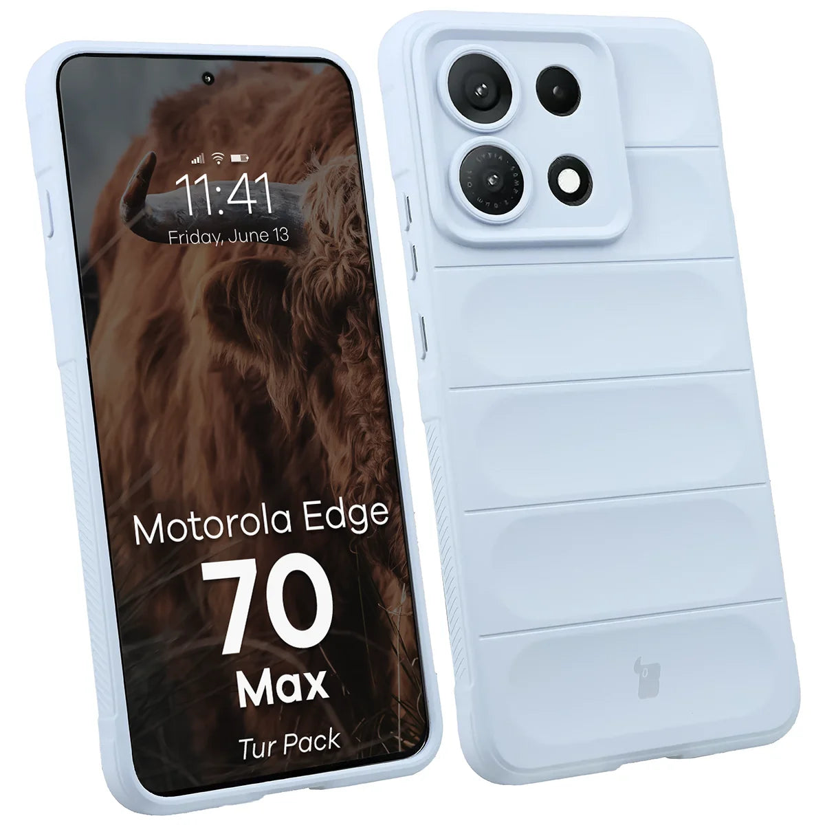 Robuste Handyhülle + gehärtetem Glas für Motorola Edge 70 Max, Bizon Tur Pack, Hellblau (3/10)