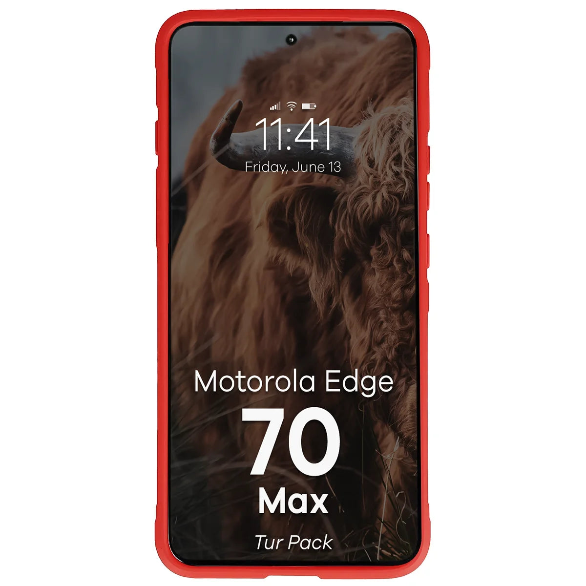Robuste Handyhülle + gehärtetem Glas für Motorola Edge 70 Max, Bizon Tur Pack, Rot (6/10)