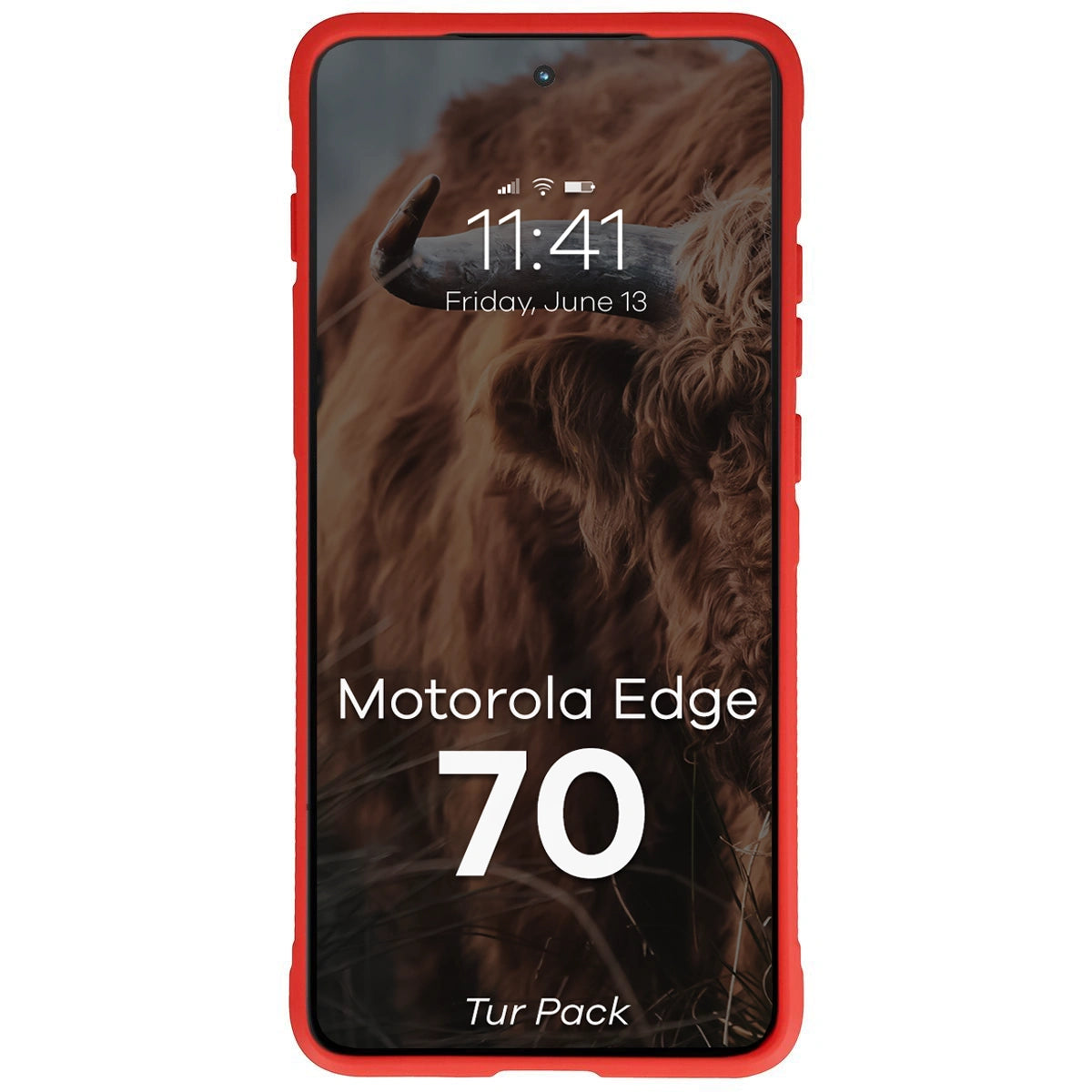 Robuste Handyhülle + gehärtetem Glas für Motorola Edge 70, Bizon Tur Pack, Rot