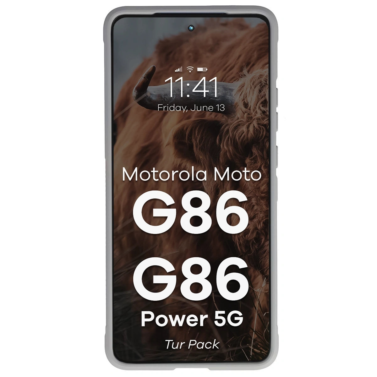 Robuste Handyhülle + gehärtetem Glas für Motorola Moto G86 5G / G86 Power 5G, Bizon Tur Pack, Hellgrau