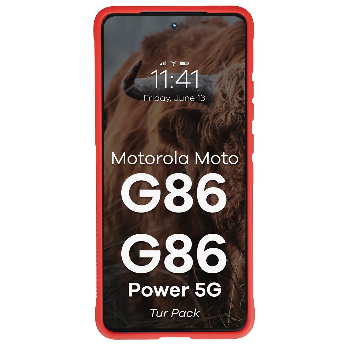 Robuste Handyhülle + gehärtetem Glas für Motorola Moto G86 5G / G86 Power 5G, Bizon Tur Pack, Rot