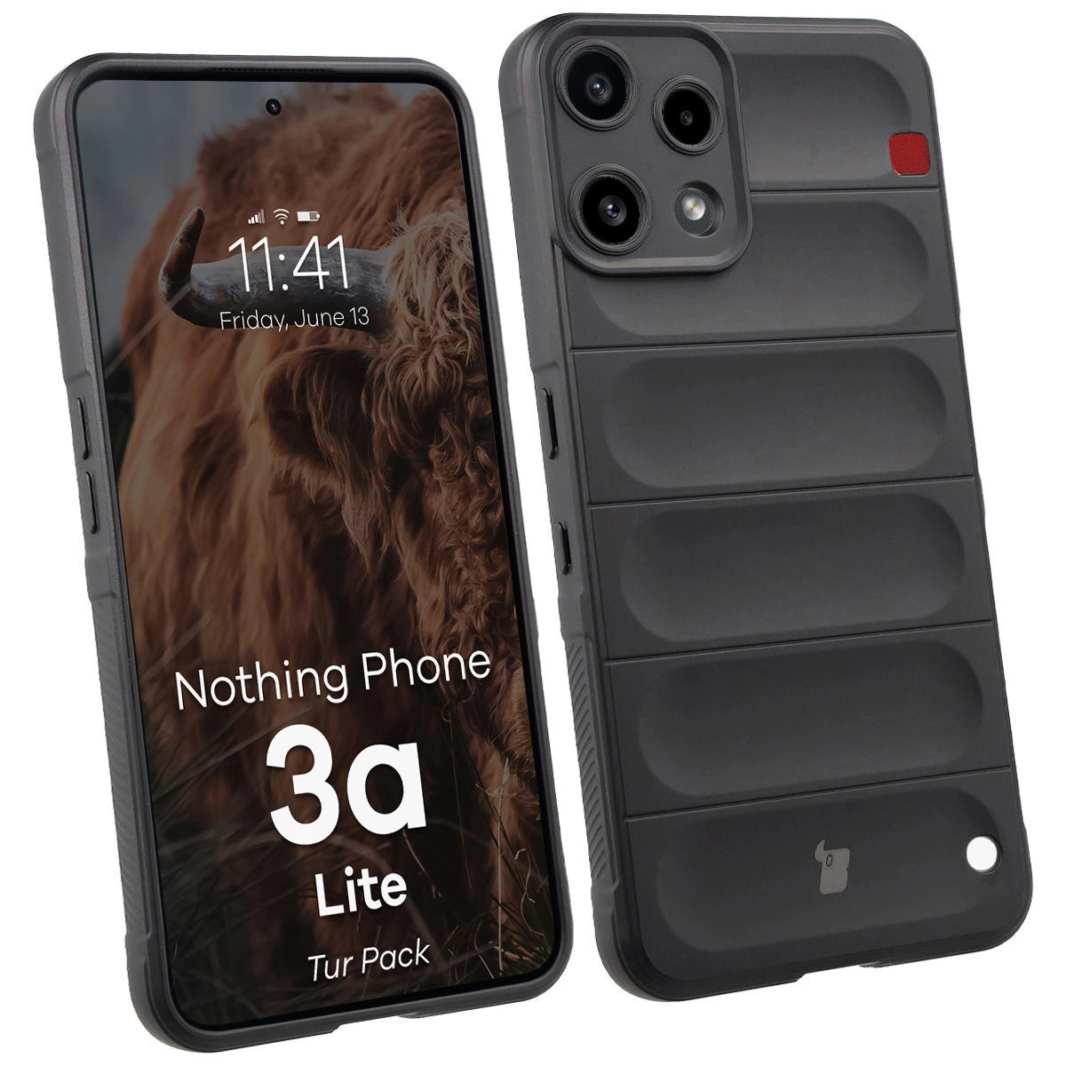 Robuste Handyhülle + gehärtetem Glas für Nothing Phone (3a) Lite, Bizon Tur Pack, Schwarz