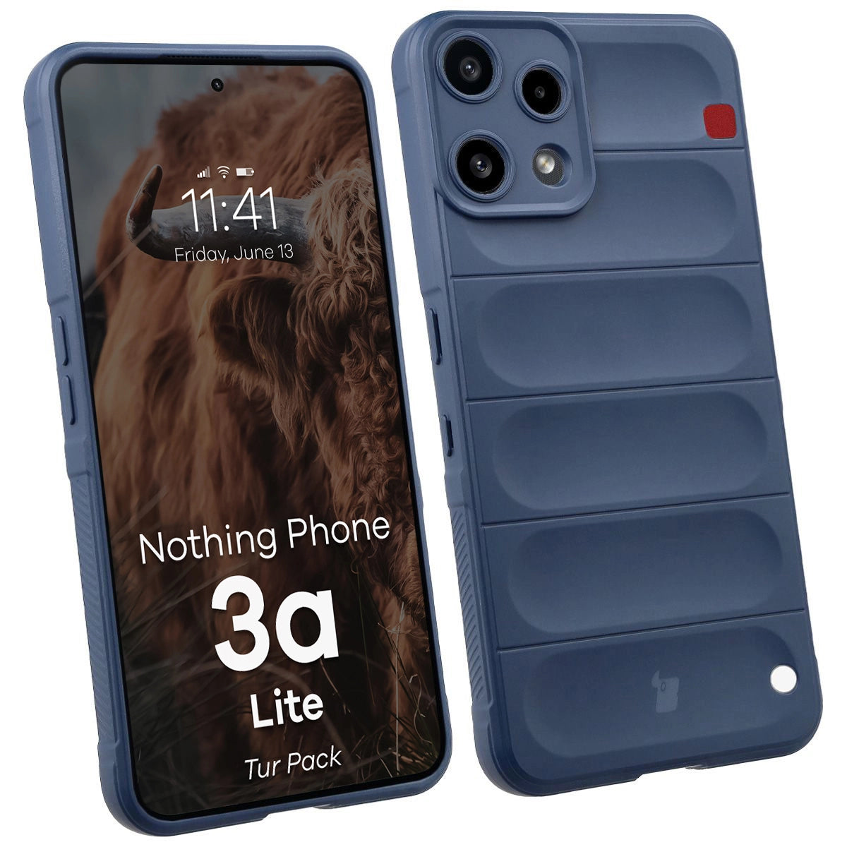 Robuste Handyhülle + gehärtetem Glas für Nothing Phone (3a) Lite, Bizon Tur Pack, Dunkelblau