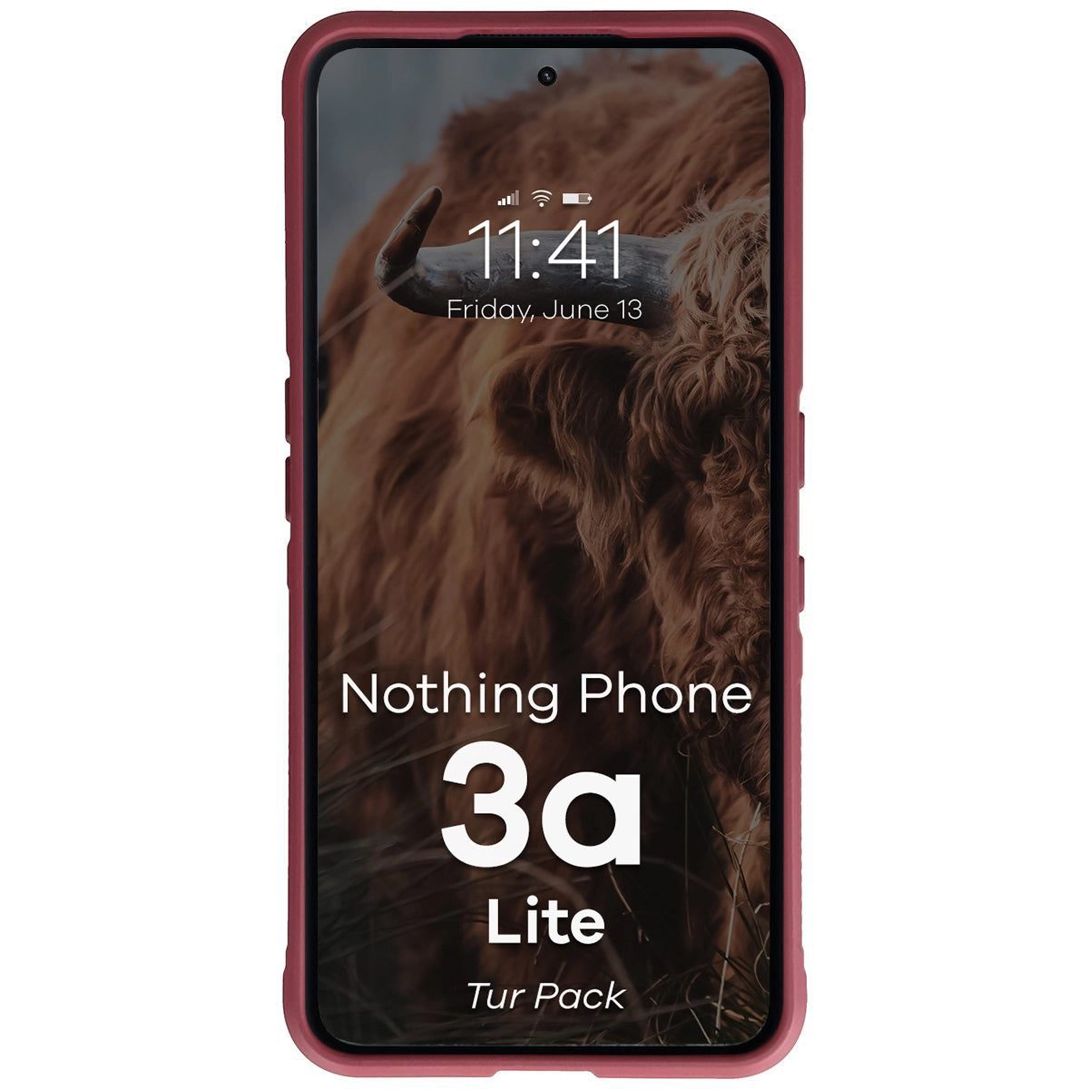 Robuste Handyhülle + gehärtetem Glas für Nothing Phone (3a) Lite, Bizon Tur Pack, Burgunderrot