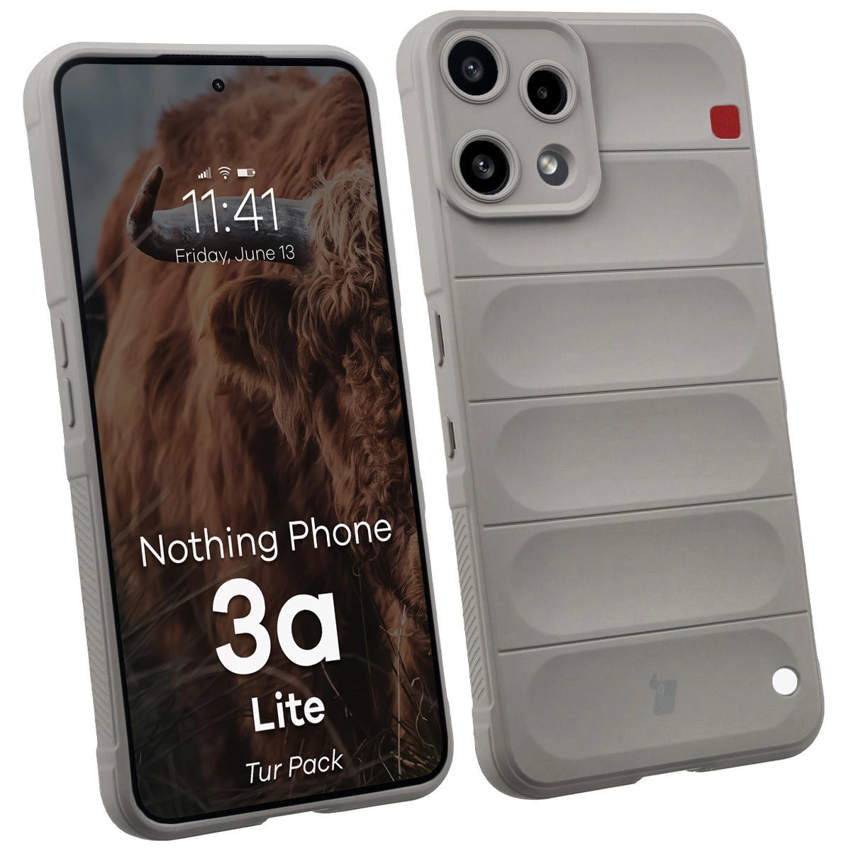 Robuste Handyhülle + gehärtetem Glas für Nothing Phone (3a) Lite, Bizon Tur Pack, Hellgrau