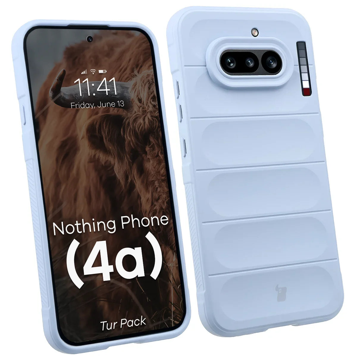 Robuste Handyhülle + gehärtetem Glas für Nothing Phone (4a), Bizon Tur Pack, Hellblau