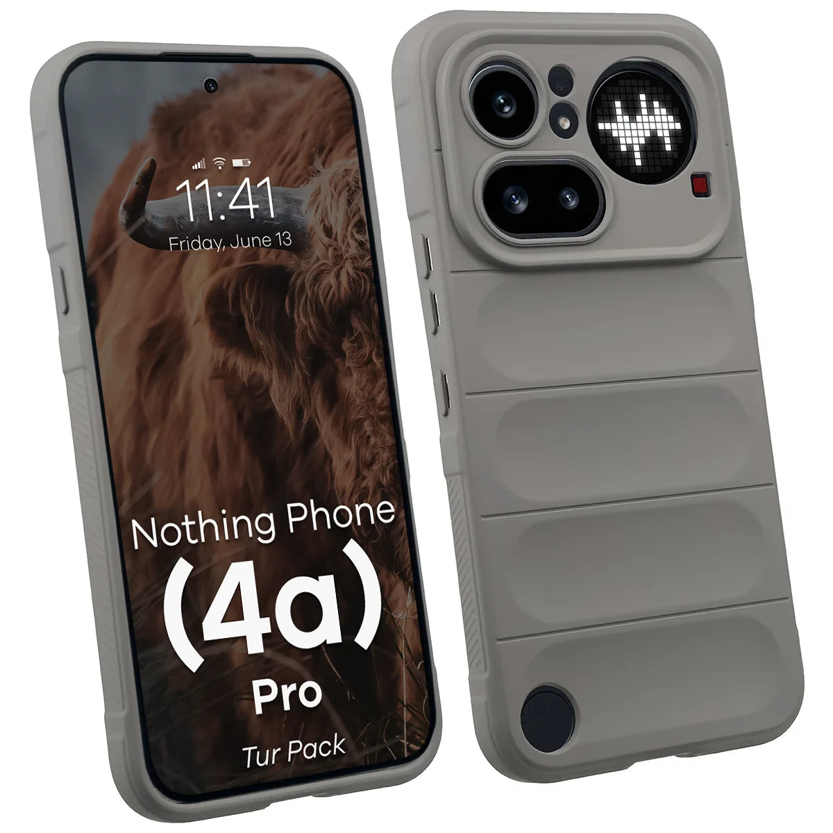 Robuste Handyhülle + gehärtetem Glas für Nothing Phone (4a) Pro, Bizon Tur Pack, Hellgrau