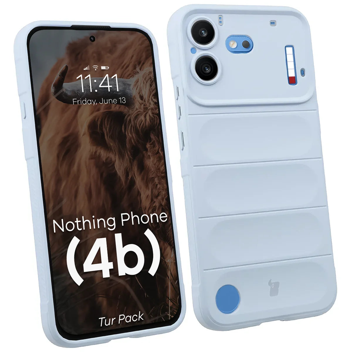 Robuste Handyhülle + gehärtetem Glas für Nothing Phone (4b), Bizon Tur Pack, Hellblau (3/10)