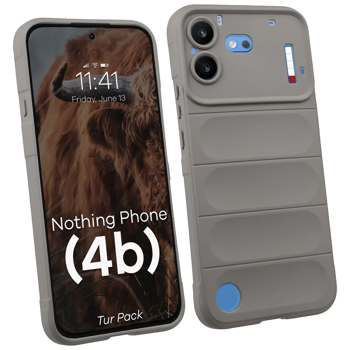 Robuste Handyhülle + gehärtetem Glas für Nothing Phone (4b), Bizon Tur Pack, Hellgrau (3/10)