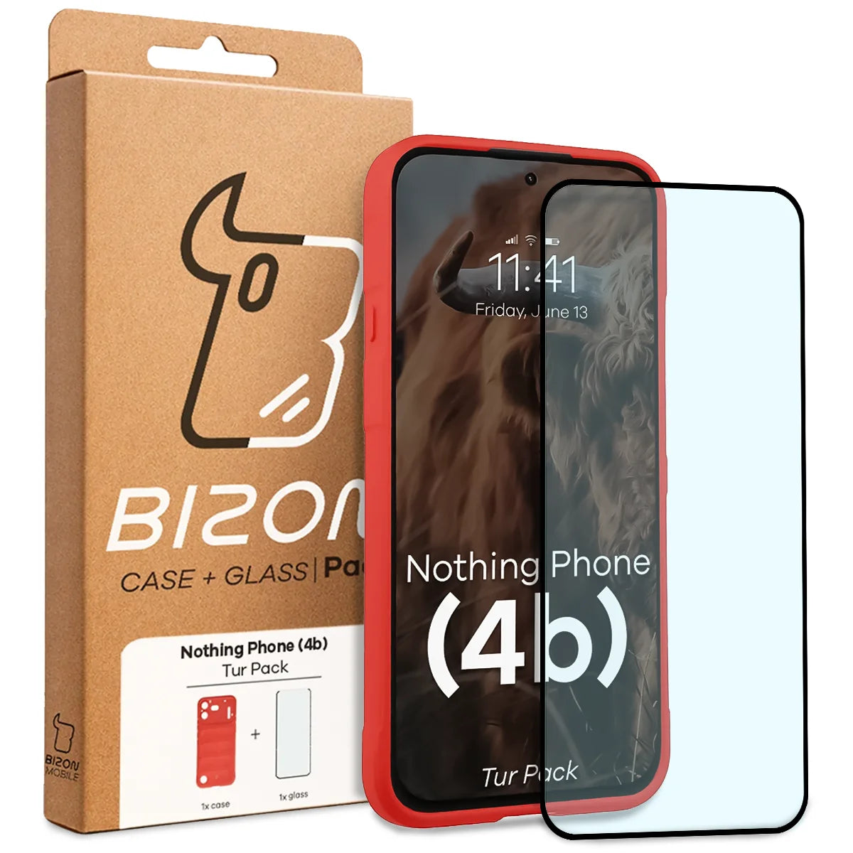 Robuste Handyhülle + gehärtetem Glas für Nothing Phone (4b), Bizon Tur Pack, (10/10)