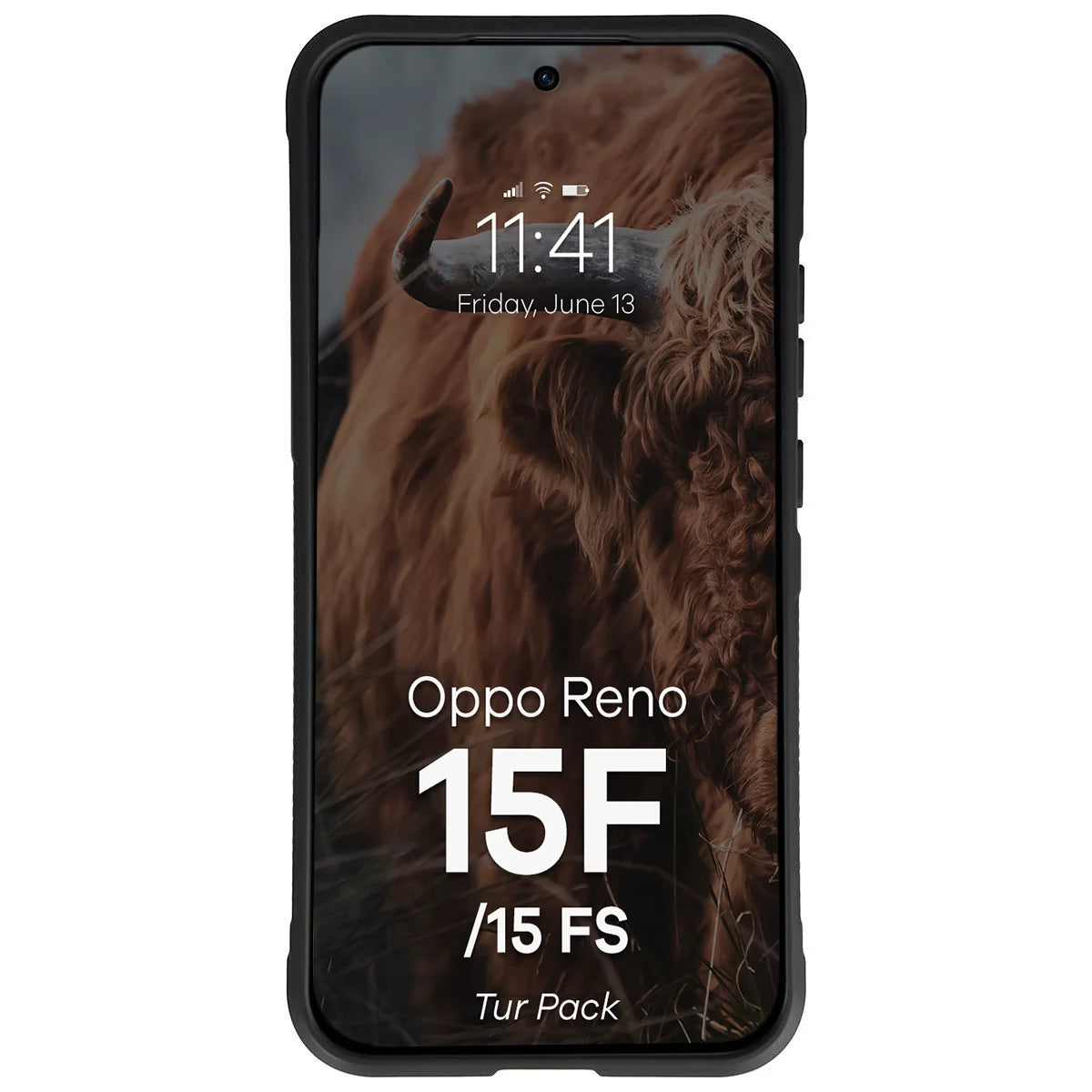 Robuste Handyhülle + gehärtetem Glas für Oppo Reno 15 F / FS, Bizon Tur Pack, Schwarz