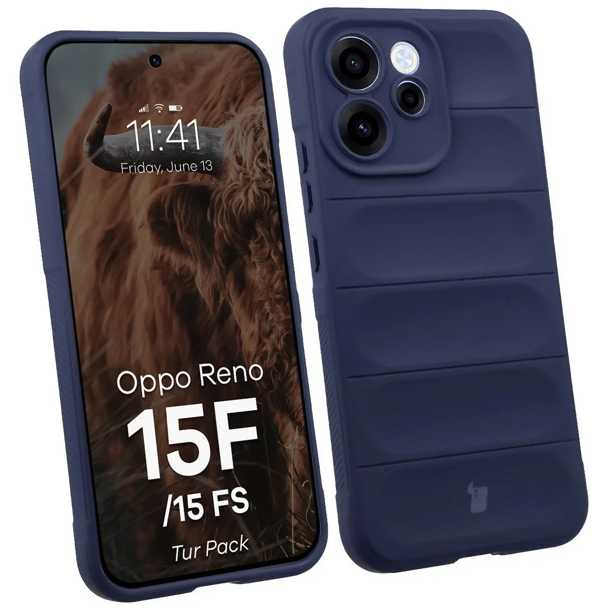 Robuste Handyhülle + gehärtetem Glas für Oppo Reno 15 F / FS, Bizon Tur Pack, Dunkelblau