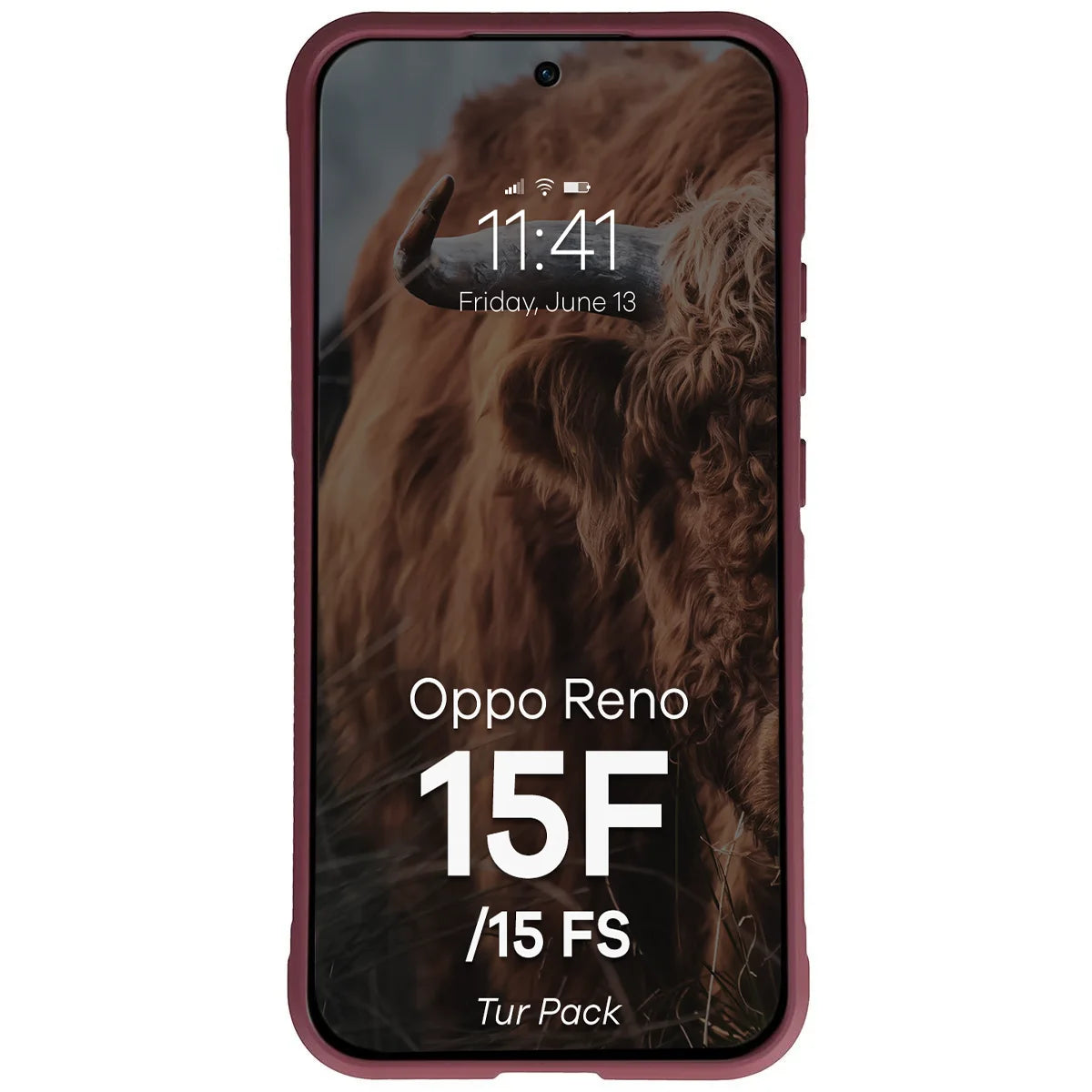 Robuste Handyhülle + gehärtetem Glas für Oppo Reno 15 F / FS, Bizon Tur Pack, Burgunderrot